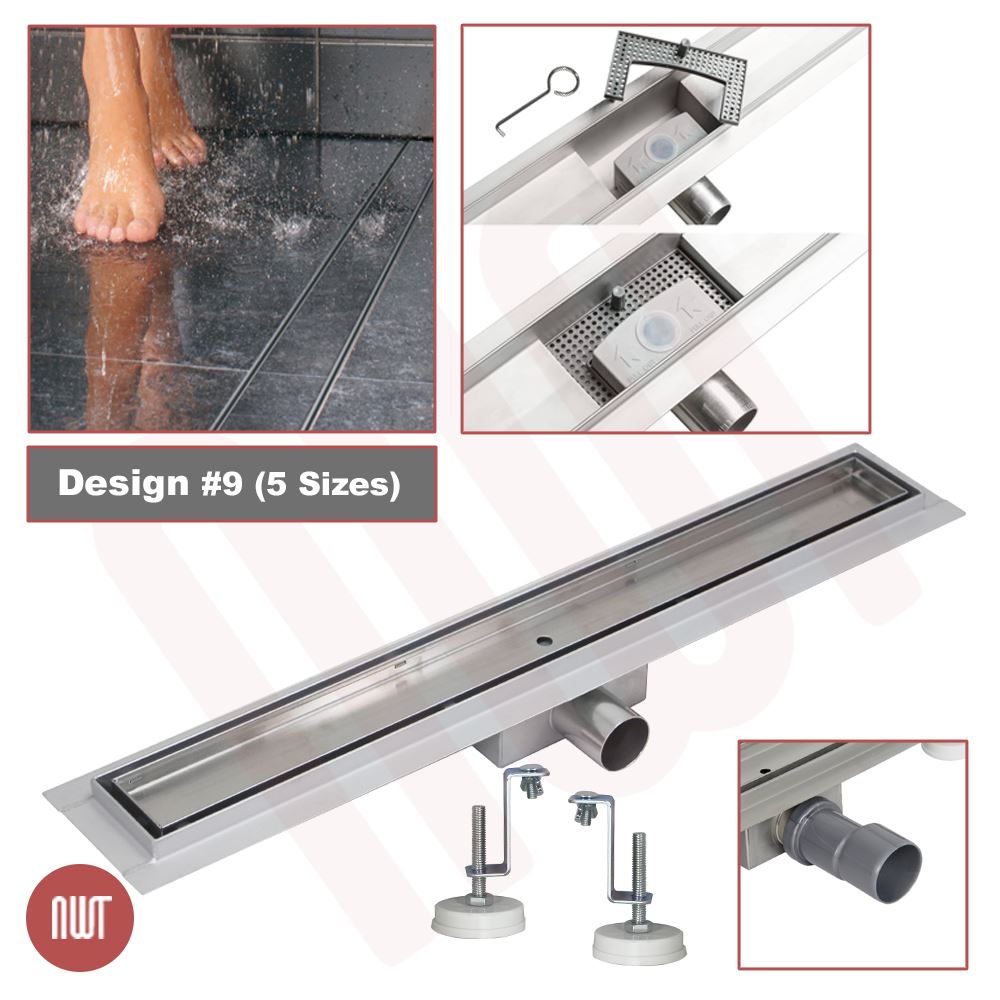 "Rectangular" Stainless Steel Shower Wetroom Drainage Gully 600mm to