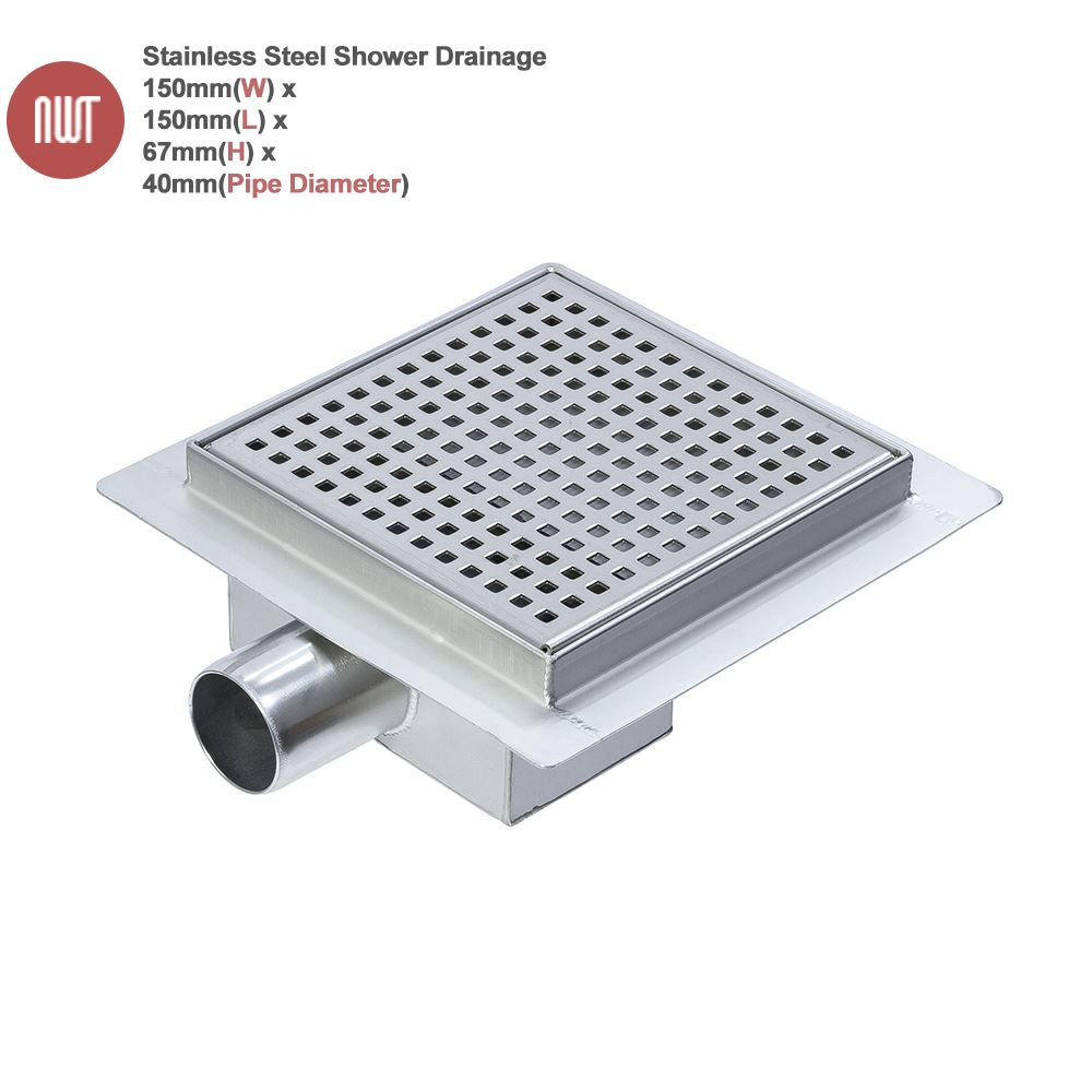 Square Stainless Steel Wetroom Shower Drains Gully (150mm or 200mm) 3 DESIGNS - Picture 5 of 6