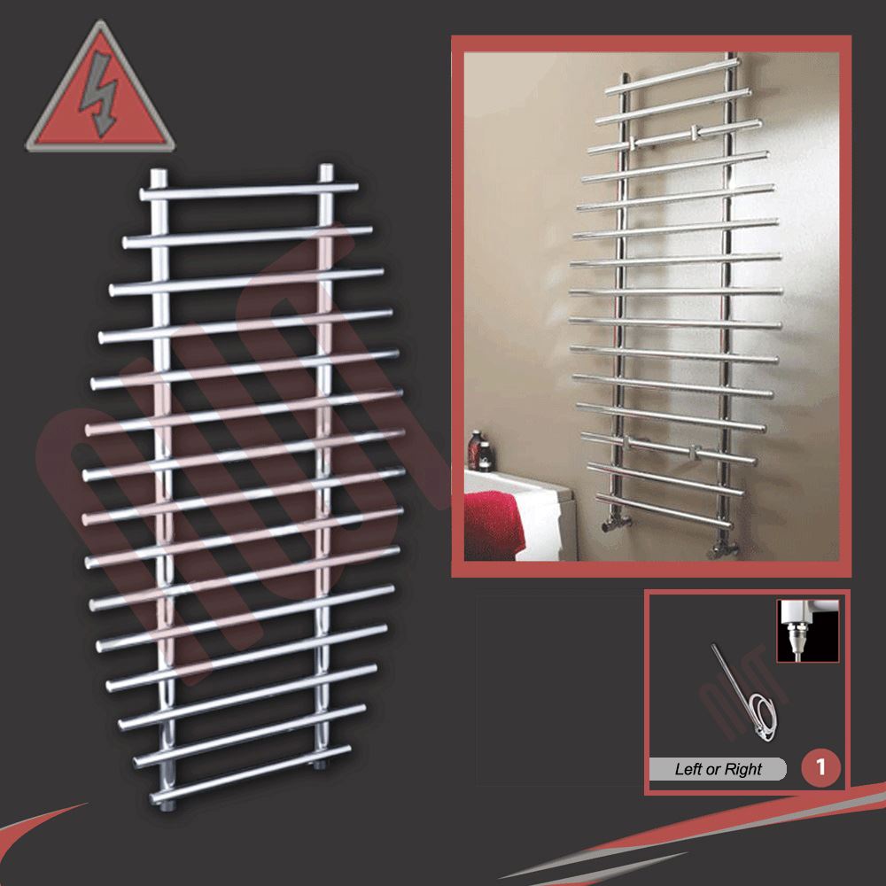 H 300mm /"BUCKLEY/" Designer Cromato Elettrico Riscaldato Portasciugamani W 600W x 1600mm