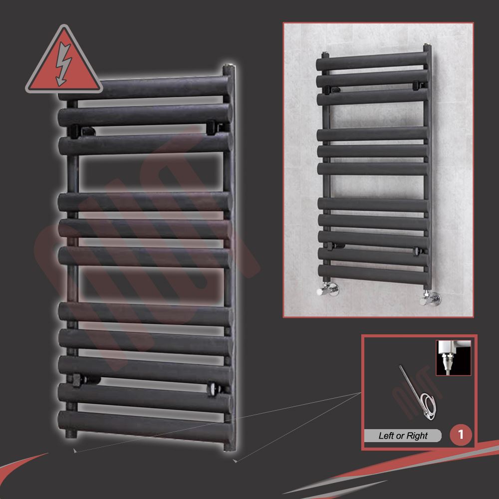 PREFILLED Designer Chrome & Black Electric Heated Towel Rails + Heating Element eBay