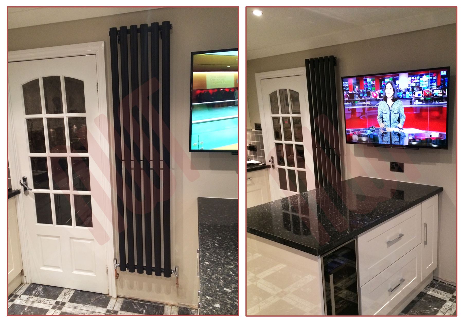 420mm x 1800 mm W /"Brecon/" Designer Verticale Nero RADIATORE 3912btu TUBO OVALE H