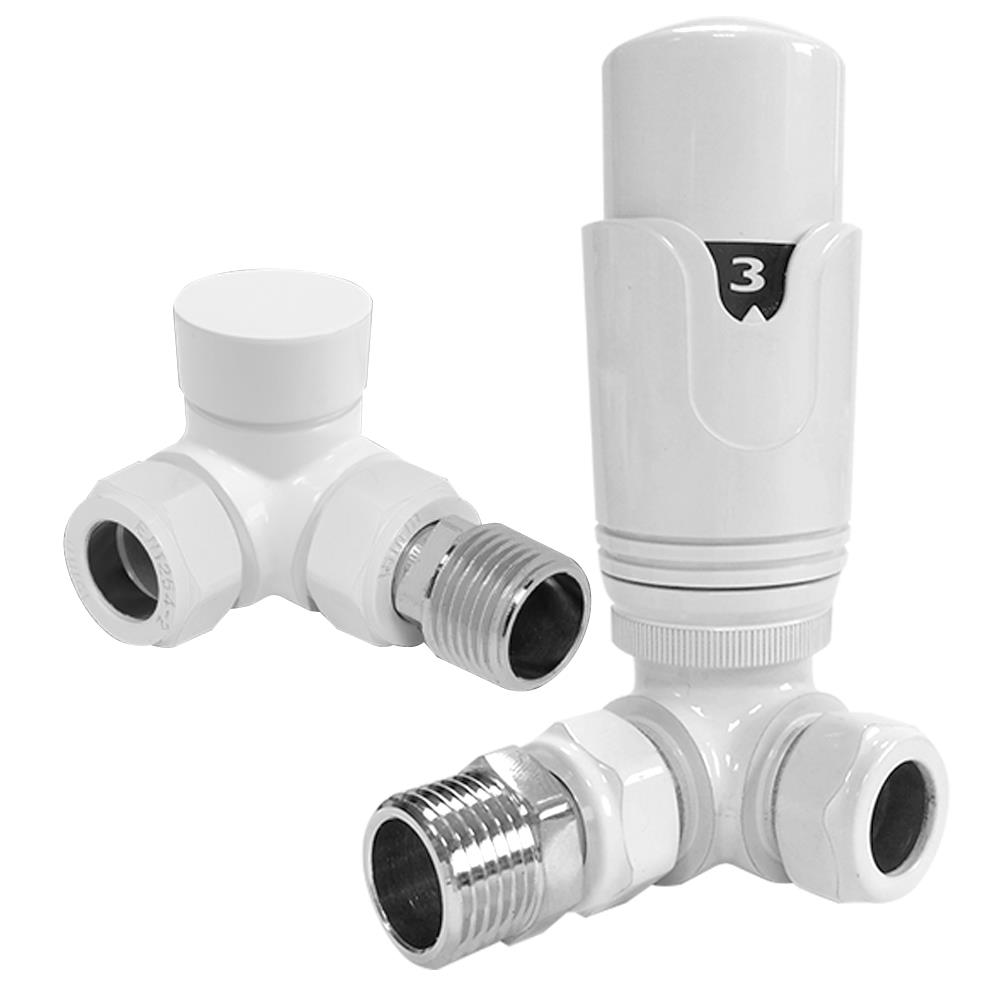 Corner White Thermostatic TRV Central Heating Radiator Towel Rail