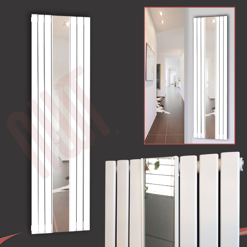 Vertical Designer Mirror Radiators, Oval & Flat Tube, Chrome, White & Black eBay