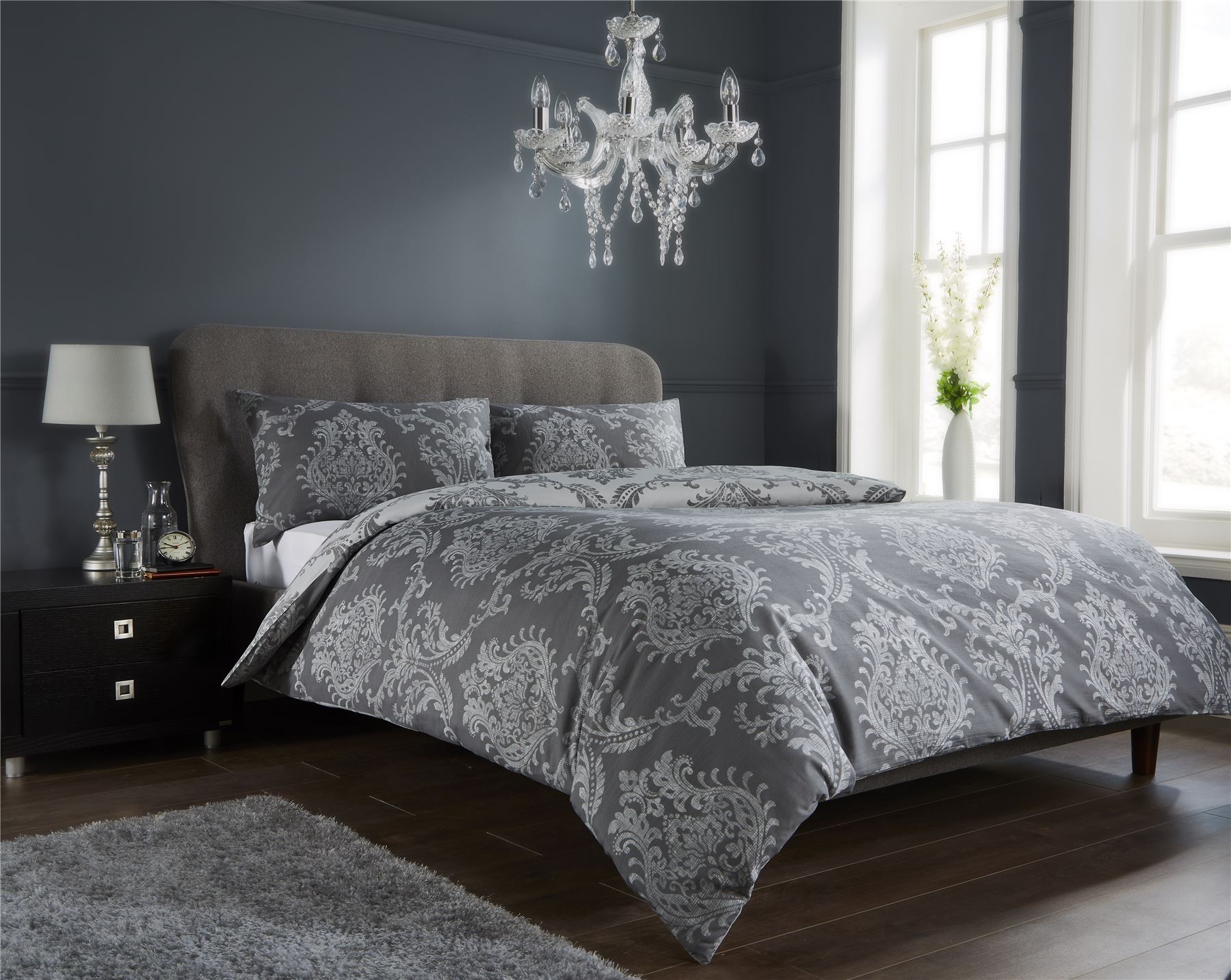 Damask Duvet Quilt Cover Set Bed Linen Double King Size Bedding