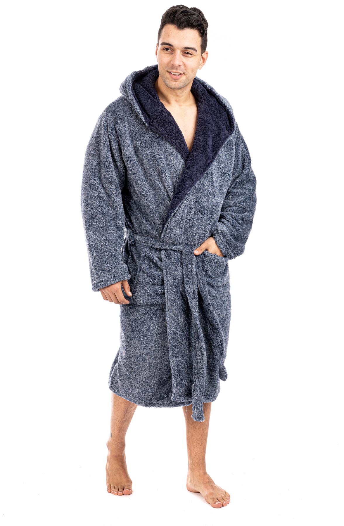 Vestido de vestir para hombre vestidos de lana con capucha bata de baño negro gris bata de baño - Imagen 13 de 37