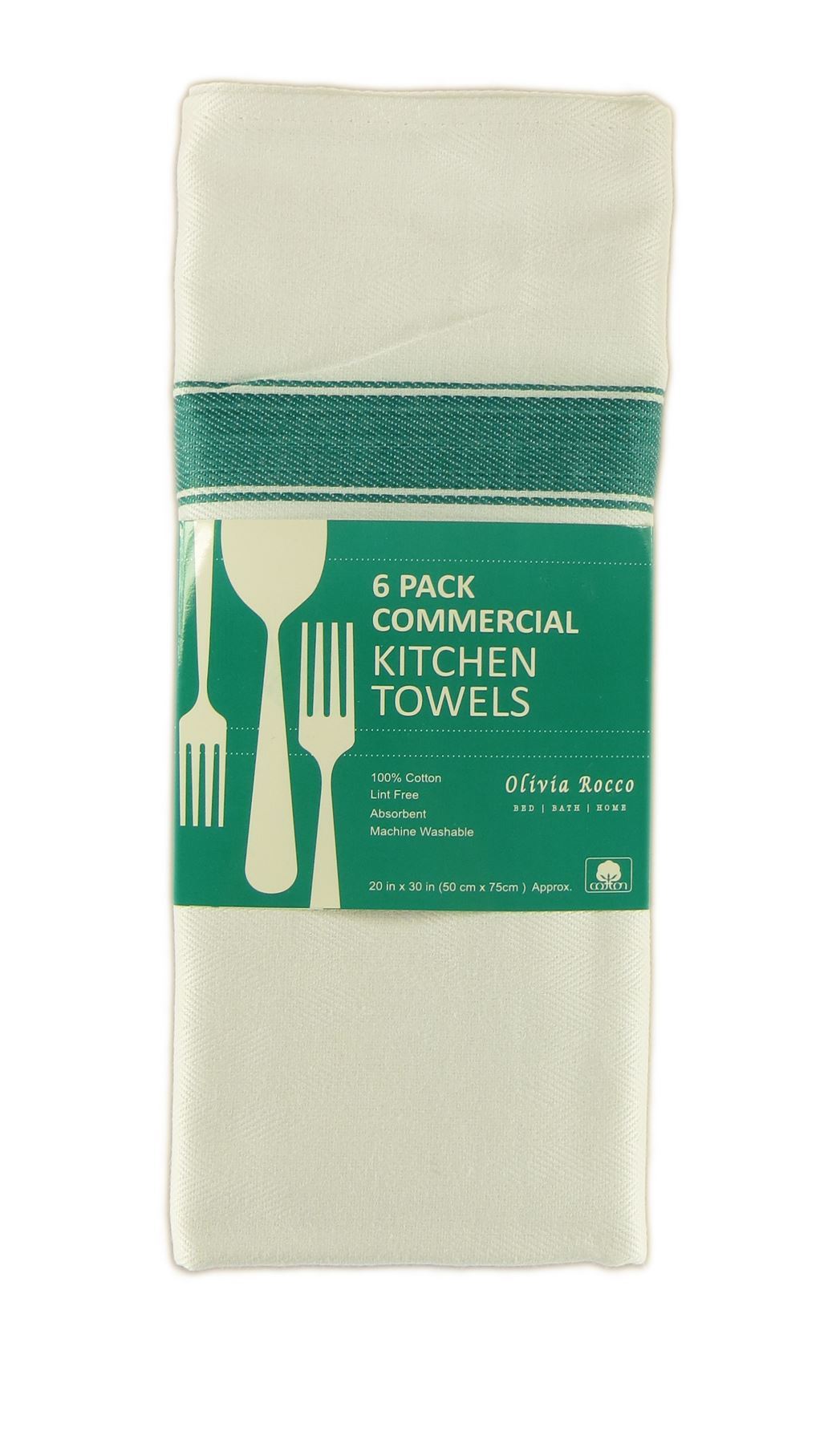 Pack Of 6 Kitchen Tea Towels, Large 100 Cotton Commercial Towels, Lint