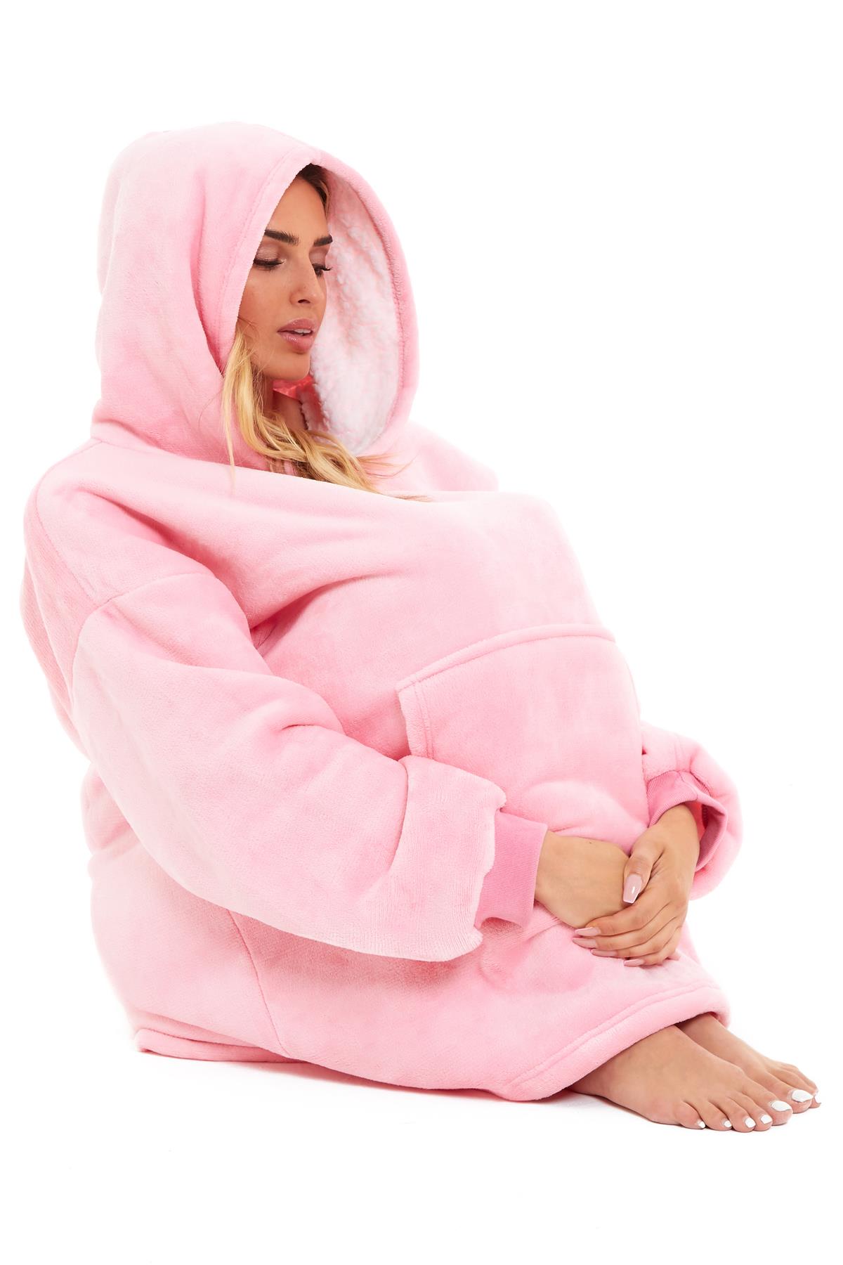 Fleece Hoodie Blanket Oversized Ultra Plush Sherpa Giant Big Hooded Sweatshirt - Picture 15 of 31