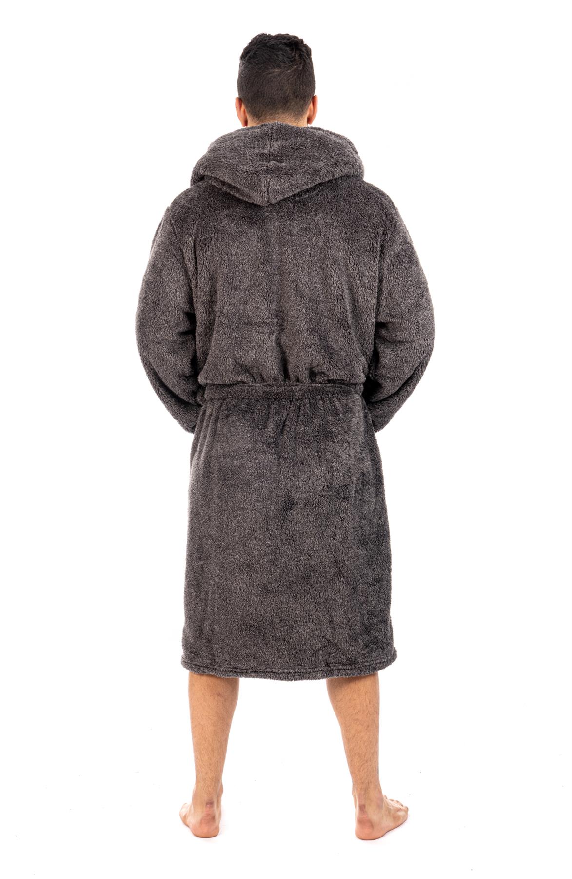 Vestido de vestir para hombre vestidos de lana con capucha bata de baño negro gris bata de baño - Imagen 6 de 37