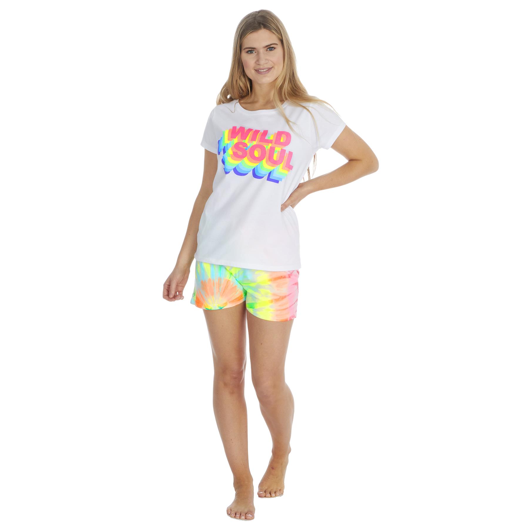 Womens Pyjama Set T Shirt & Shorts Pyjamas Holiday Summer Soft Cotton Pyjama PJs - Picture 18 of 40
