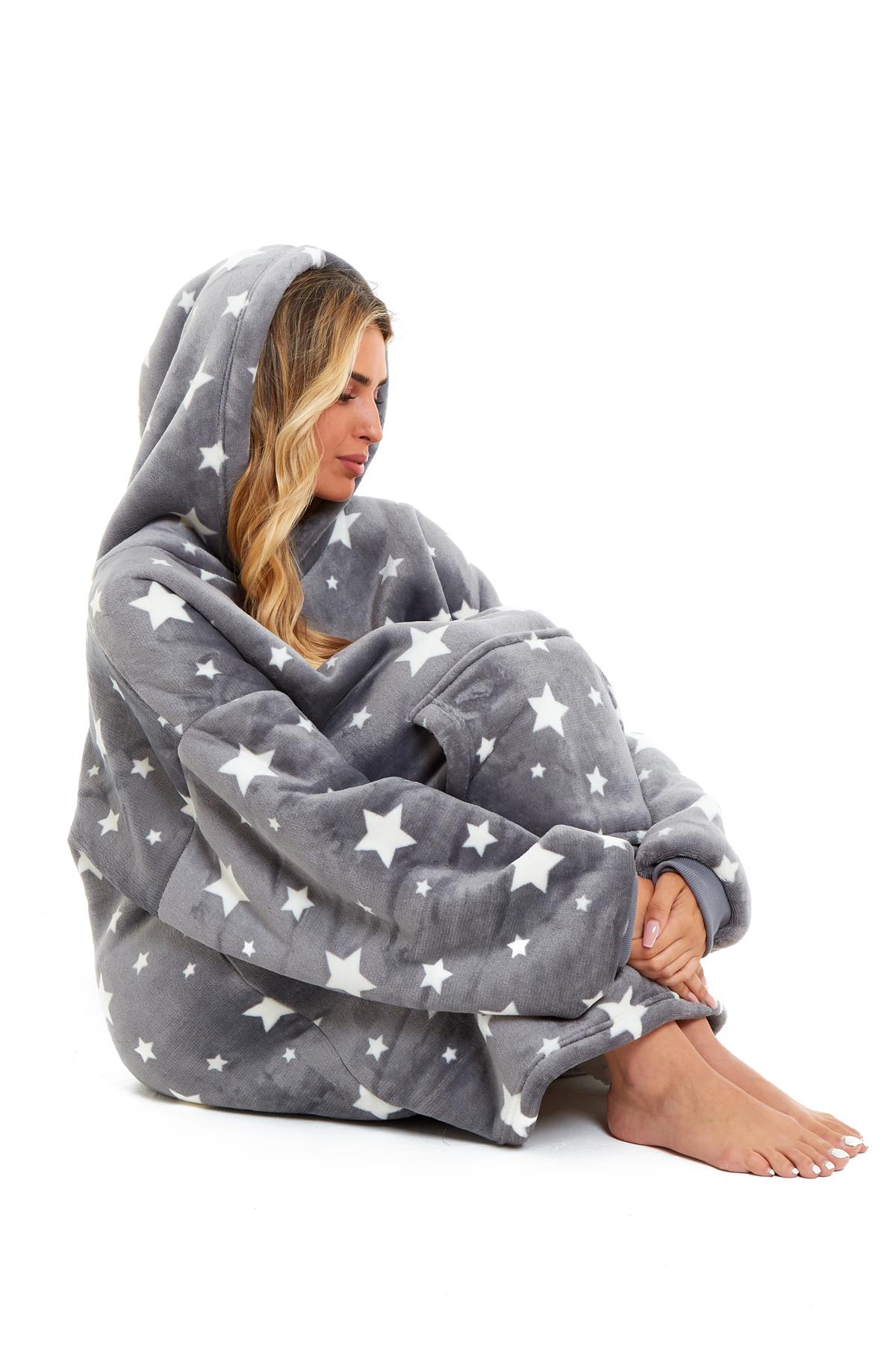 Fleece Hoodie Blanket Oversized Ultra Plush Sherpa Giant Big Hooded Sweatshirt - Picture 10 of 31