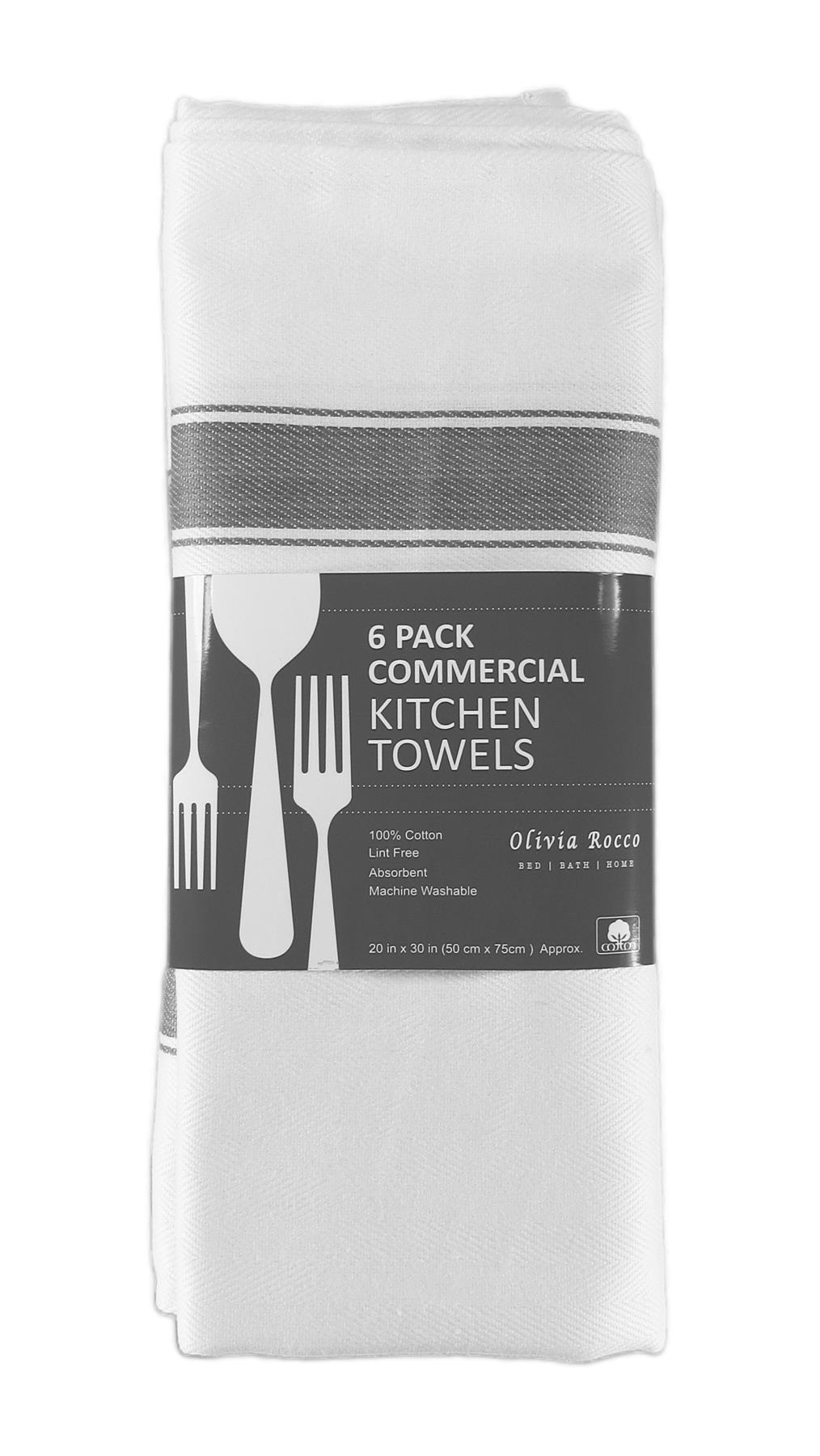 Pack Of 12 Kitchen Tea Towels, Large 100 Cotton Commercial Lint Free