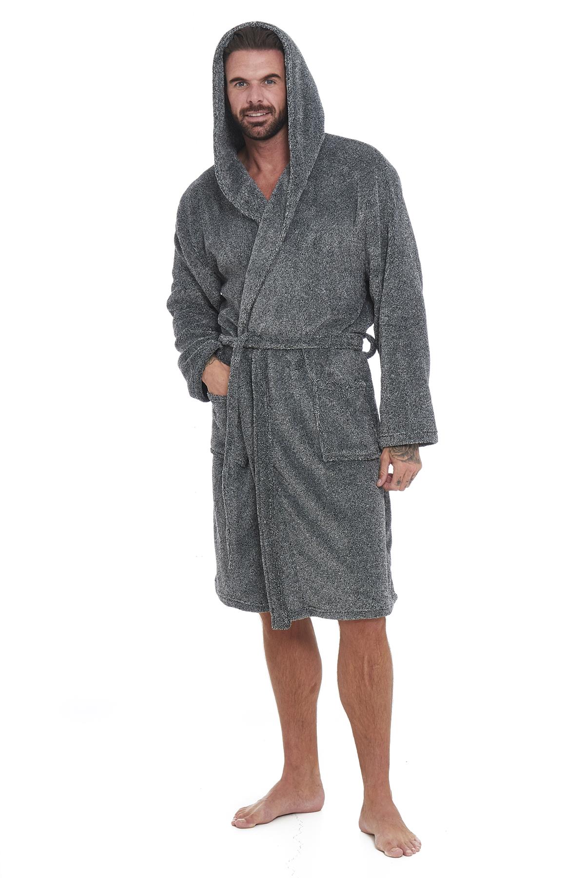 Vestido de vestir para hombre vestidos de lana con capucha bata de baño negro gris bata de baño - Imagen 10 de 37