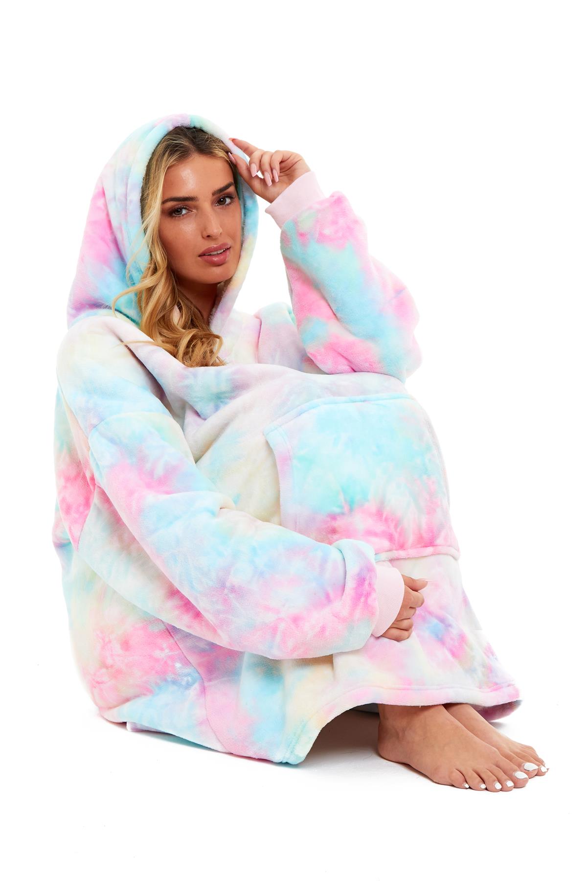 Fleece Hoodie Blanket Oversized Ultra Plush Sherpa Giant Big Hooded Sweatshirt - Picture 21 of 31