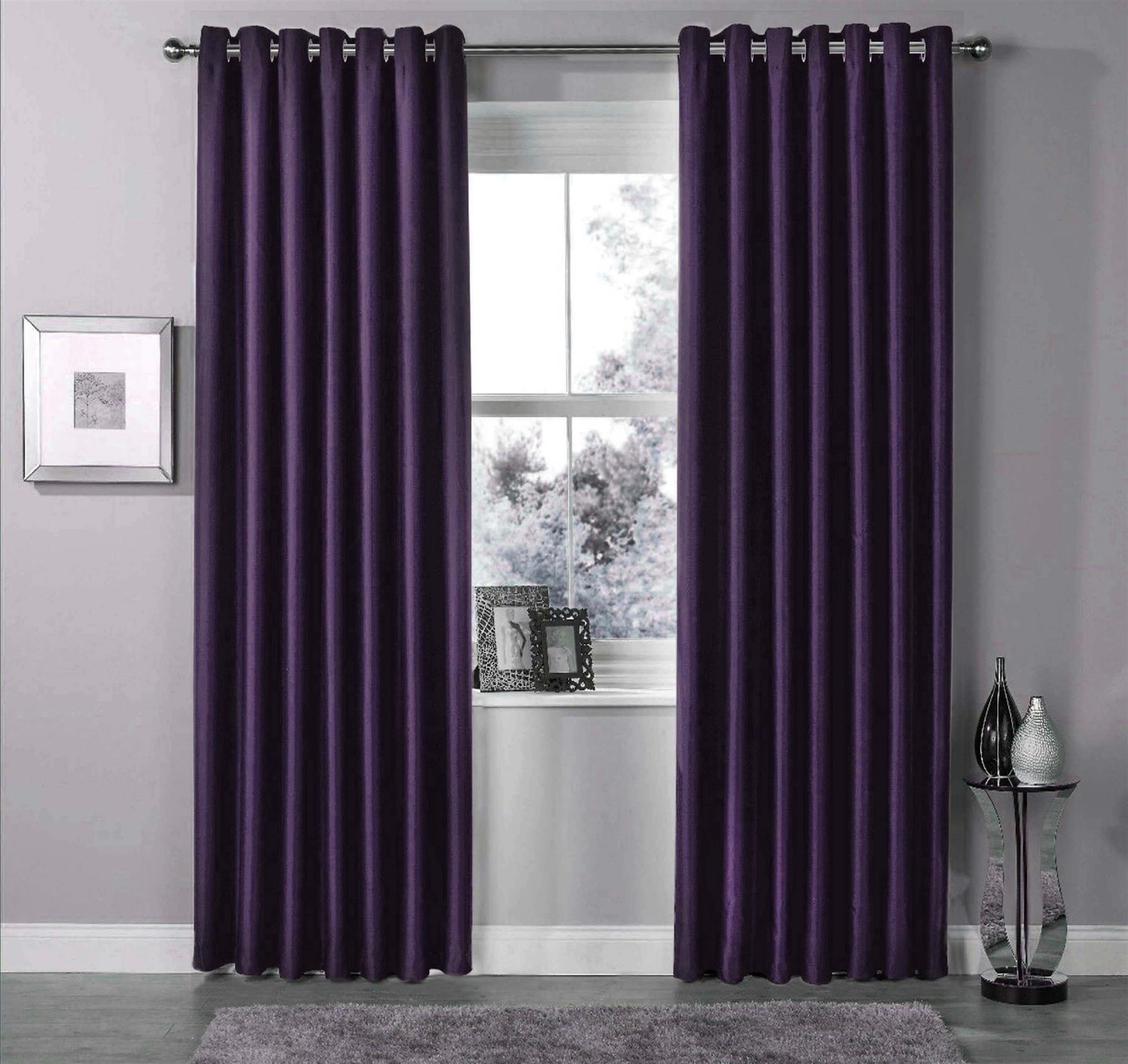 Blackout Eyelet Curtains Black Out Thermal Ring Top Ready Made Curtain Pair - Picture 13 of 13
