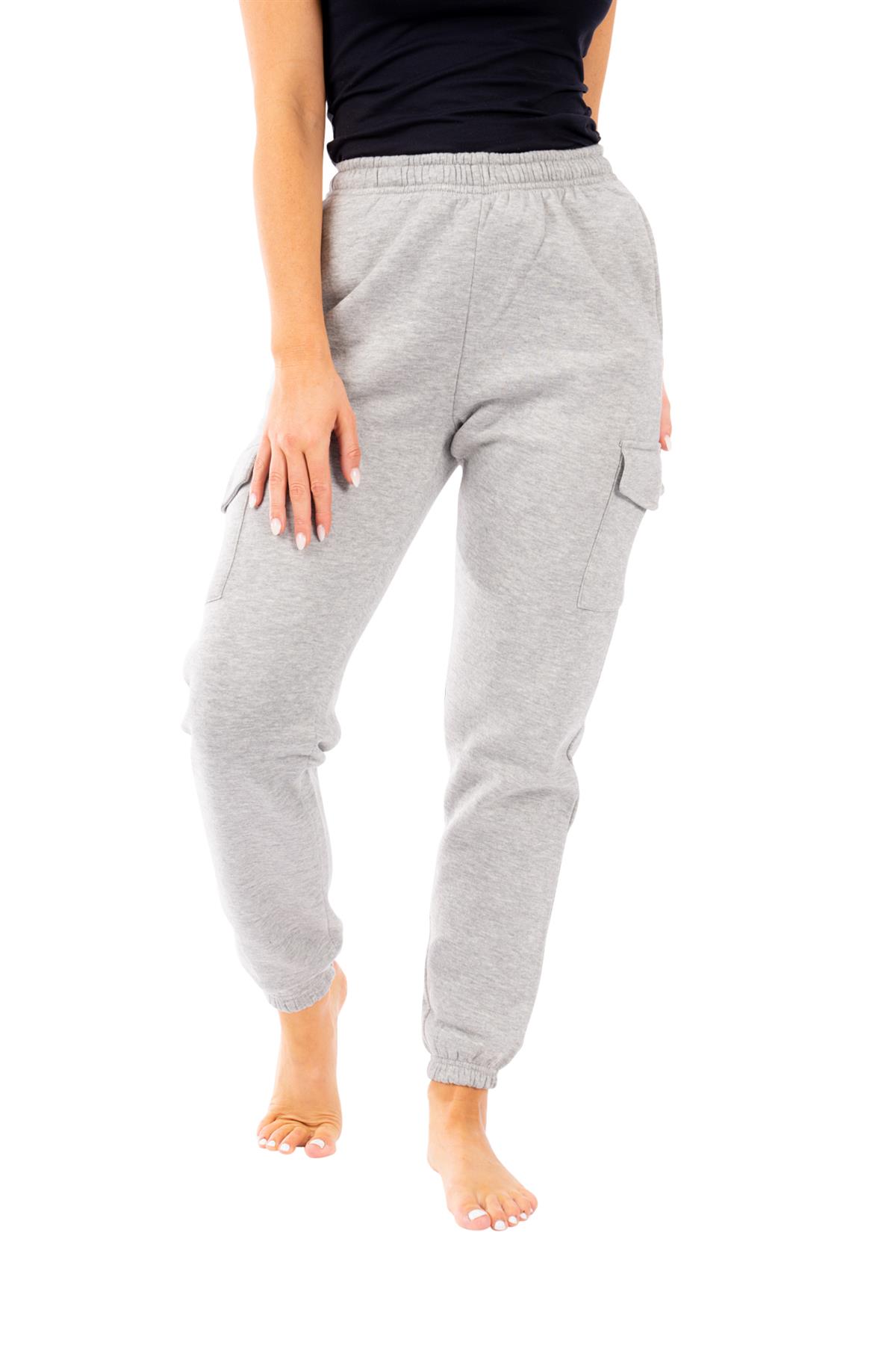 Womens Tracksuit Bottom Joggers With Cargo Pockets Sweat Pants Fleece