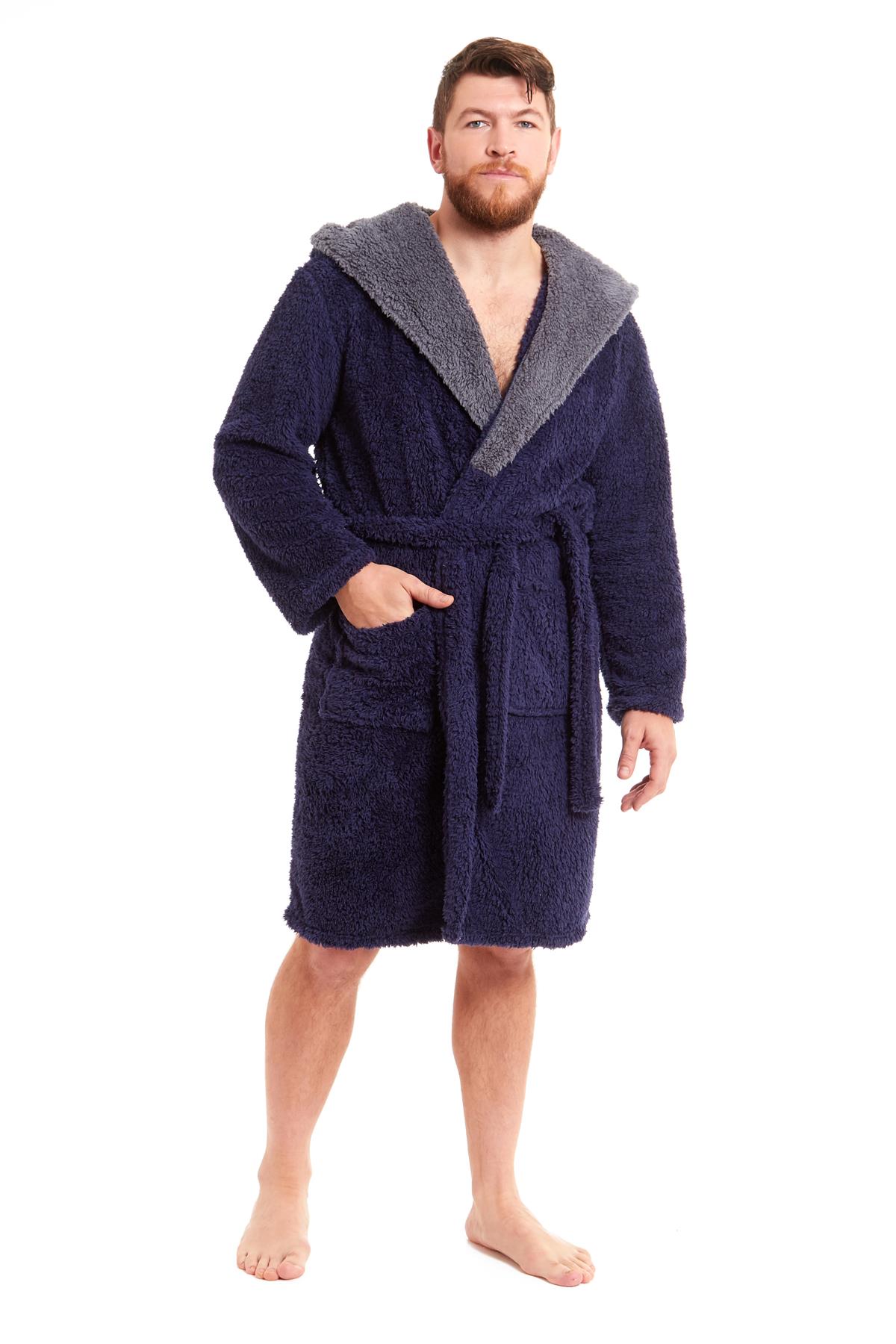 Vestido de vestir para hombre vestidos de lana con capucha bata de baño negro gris bata de baño - Imagen 37 de 37