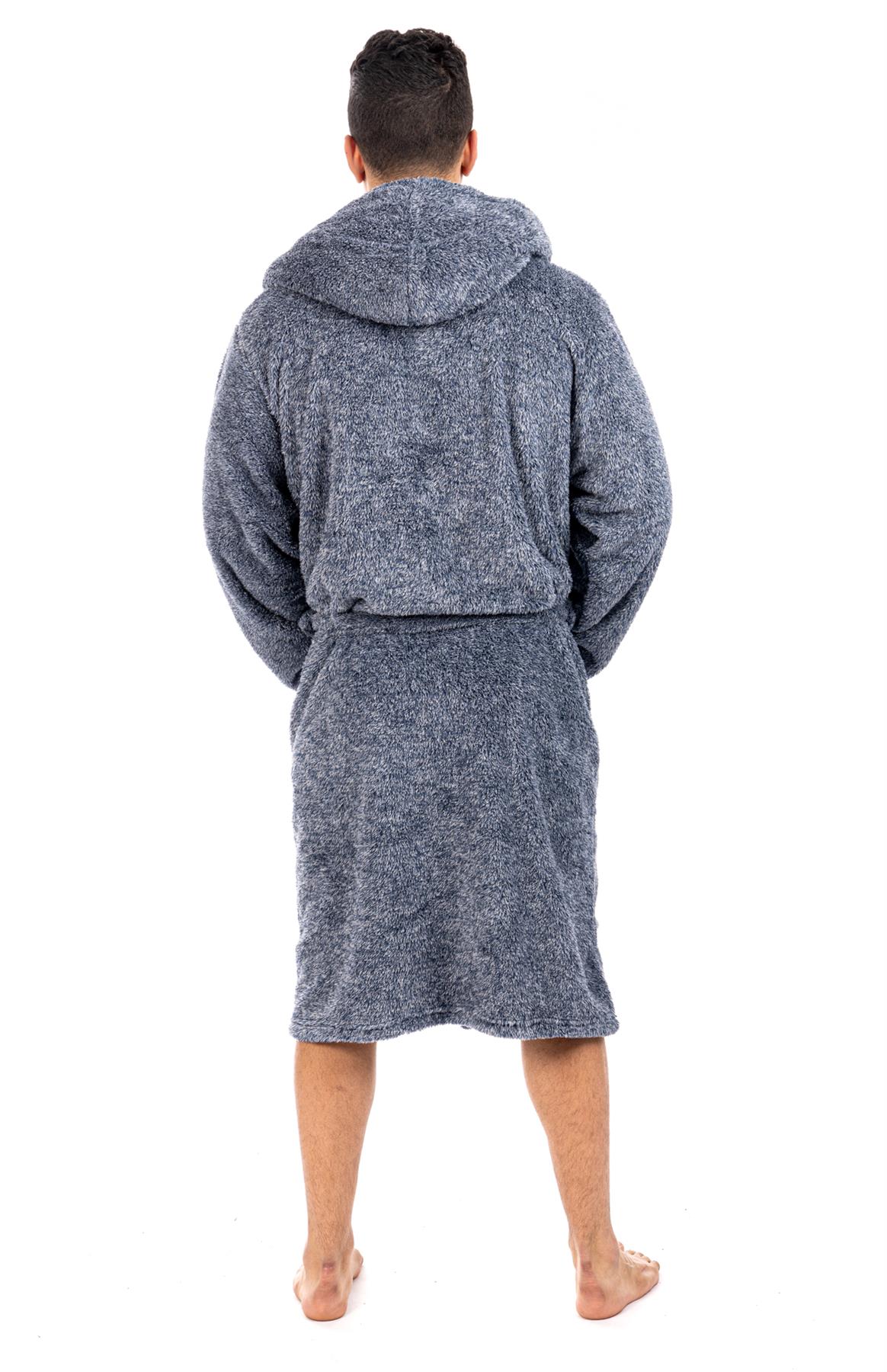 Vestido de vestir para hombre vestidos de lana con capucha bata de baño negro gris bata de baño - Imagen 16 de 37