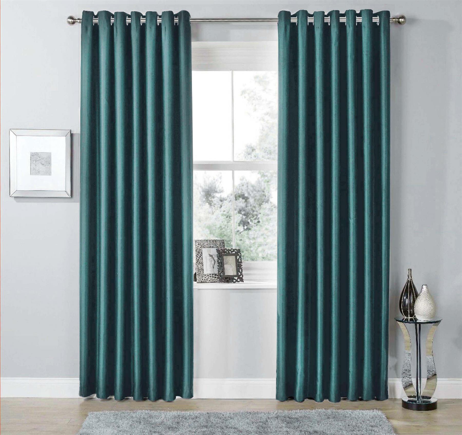 Blackout Eyelet Curtains Black Out Thermal Ring Top Ready Made Curtain Pair - Picture 12 of 13