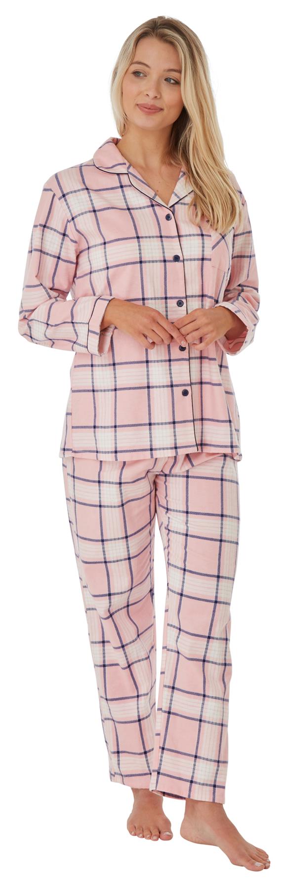 Womens Flannelette Pyjama Set Soft Brushed Cotton Pyjamas PJs Nightwear