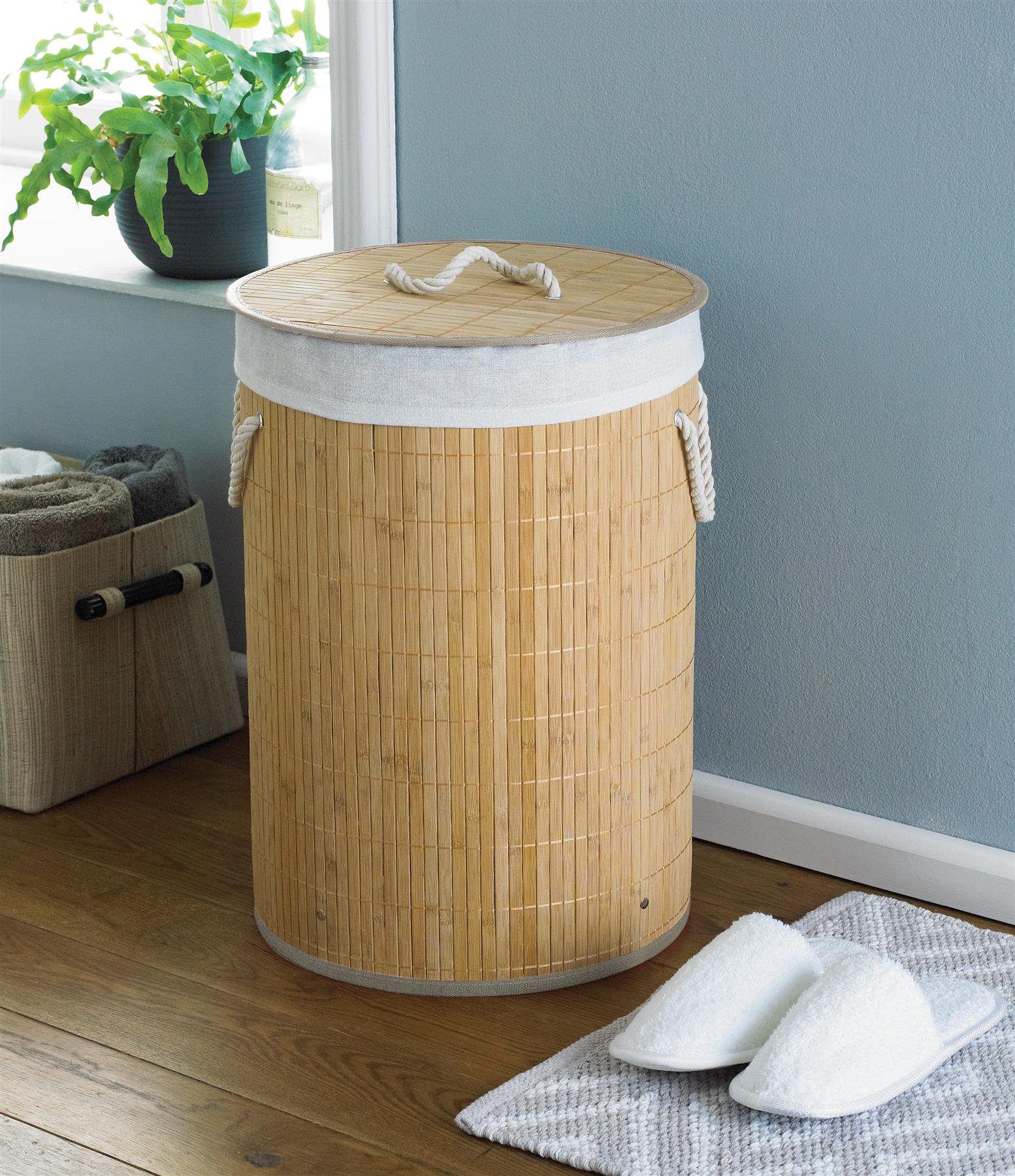Olivia Rocco Bamboo Laundry Basket Clothes Hamper Bin Anti Bacterial Storage Bag - Picture 7 of 7