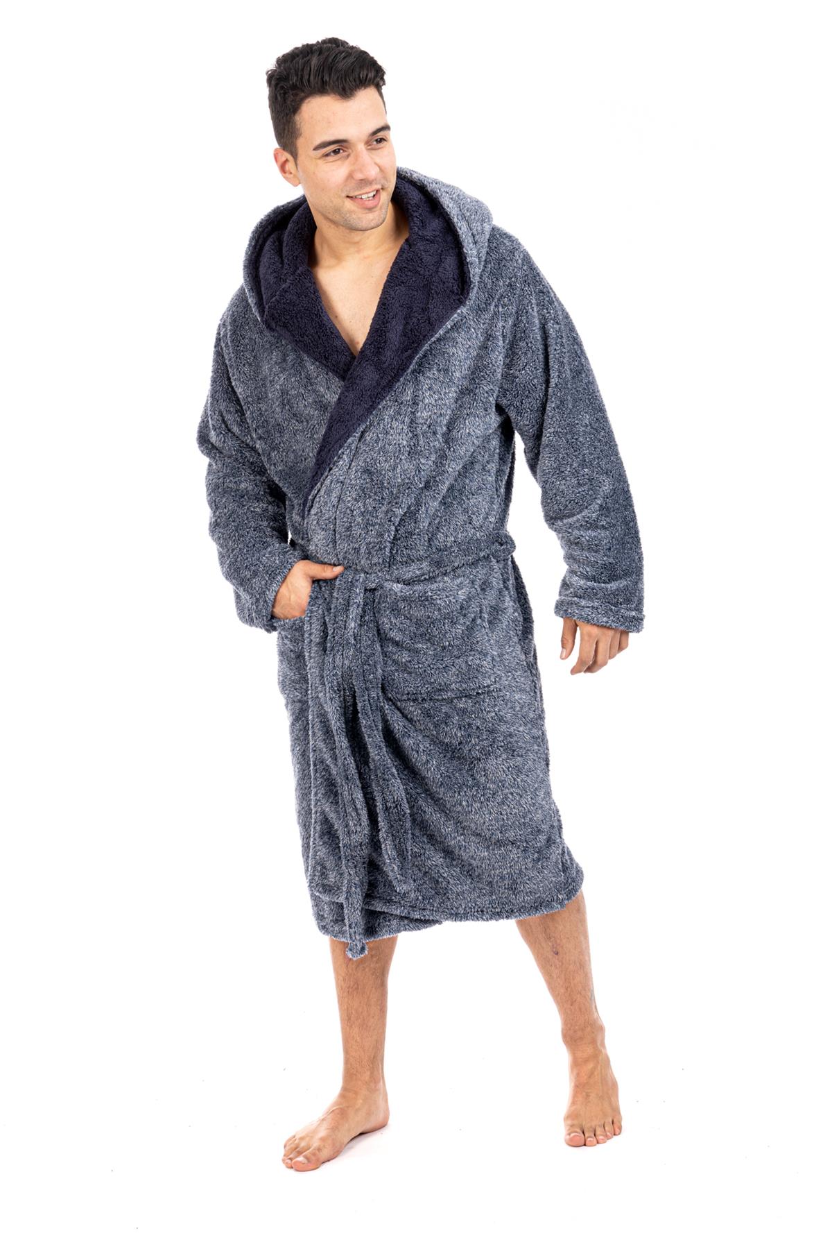 Vestido de vestir para hombre vestidos de lana con capucha bata de baño negro gris bata de baño - Imagen 17 de 37