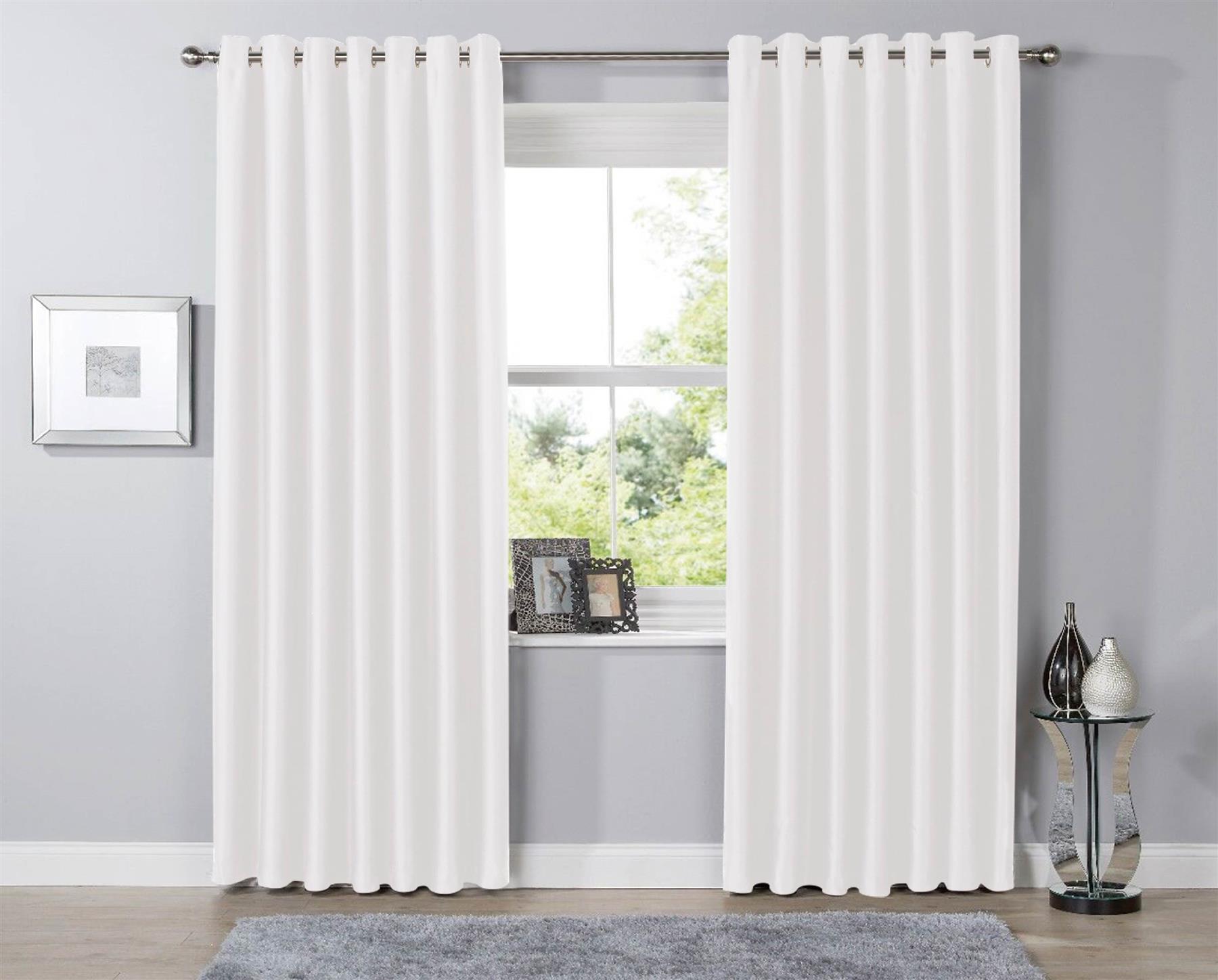 Blackout Eyelet Curtains Black Out Thermal Ring Top Ready Made Curtain Pair - Picture 5 of 13