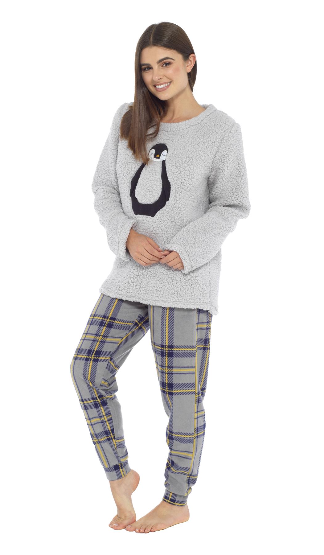 Damen Kuscheln Vlies Pyjama Set Loungewear Pyjama warm weiches Vlies PJ Sets - Bild 14 von 27