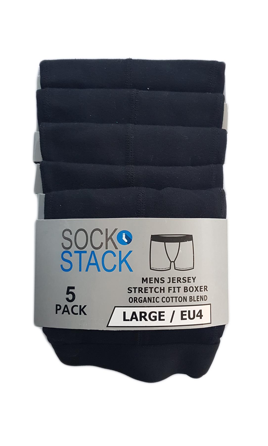 Mens Organic Cotton Boxershorts Comfort Fit Black Boxer Trunks Underwear, 5 Pack - Picture 7 of 14