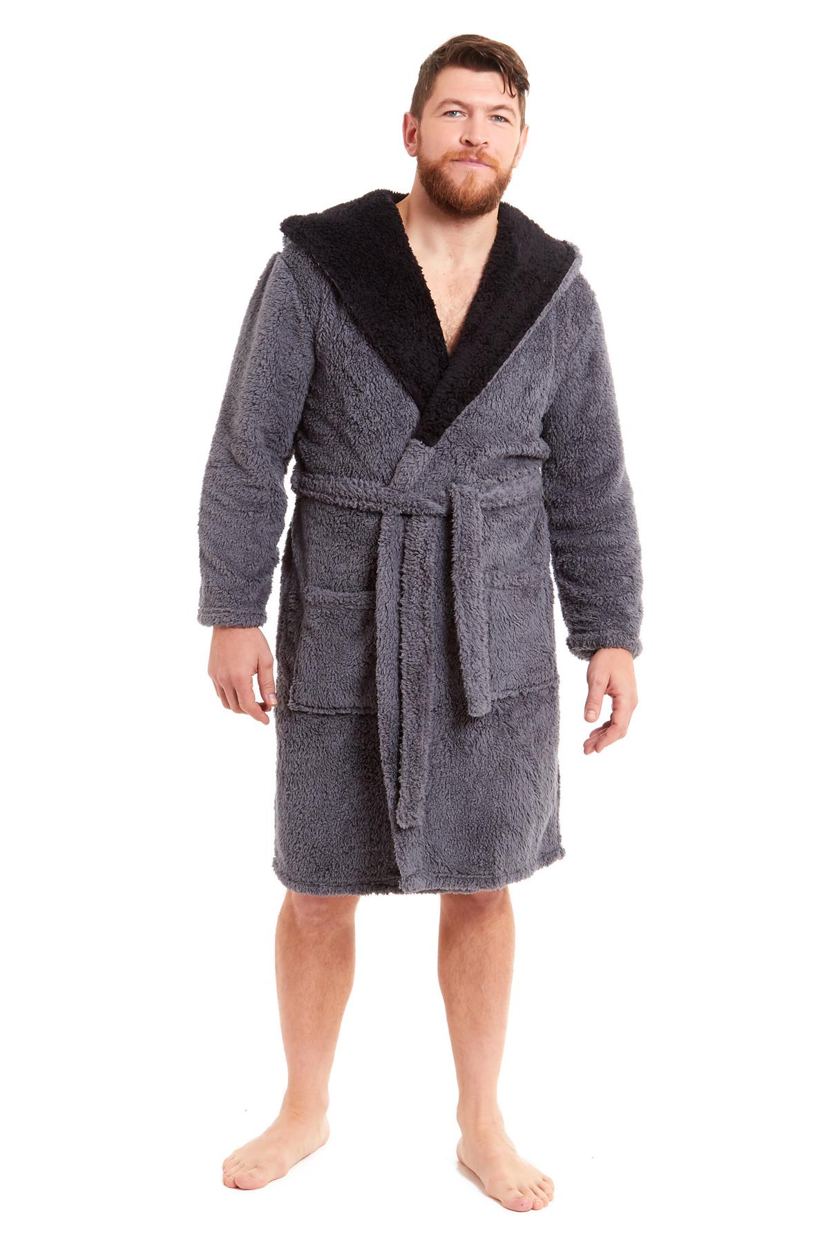 Vestido de vestir para hombre vestidos de lana con capucha bata de baño negro gris bata de baño - Imagen 30 de 37