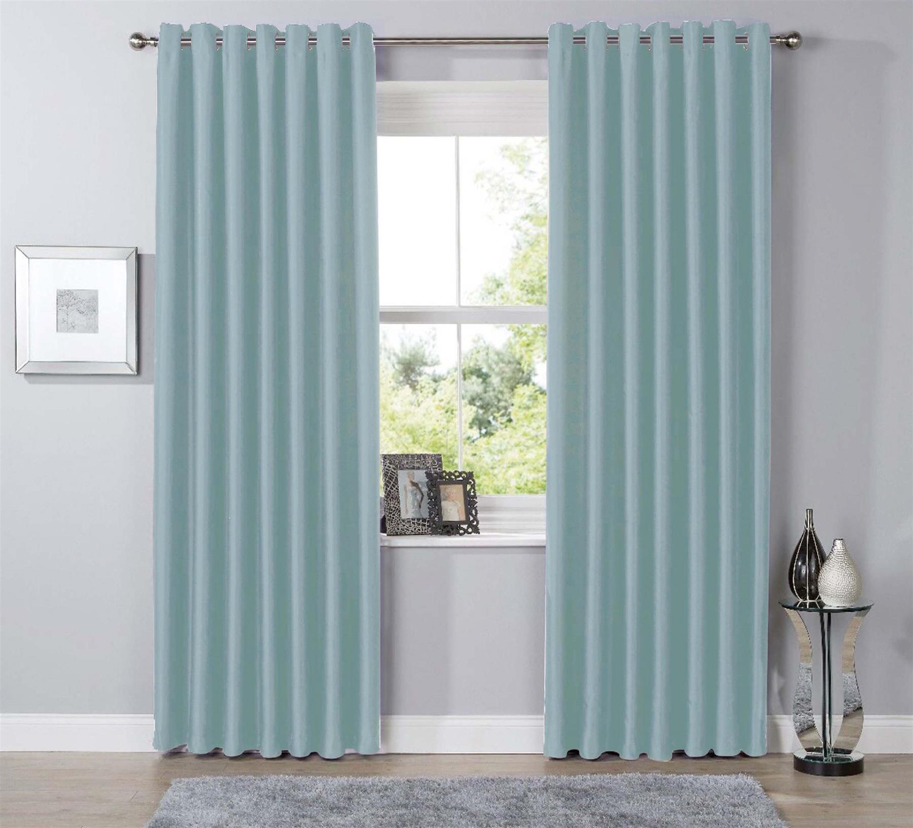 Blackout Eyelet Curtains Black Out Thermal Ring Top Ready Made Curtain Pair - Picture 8 of 13