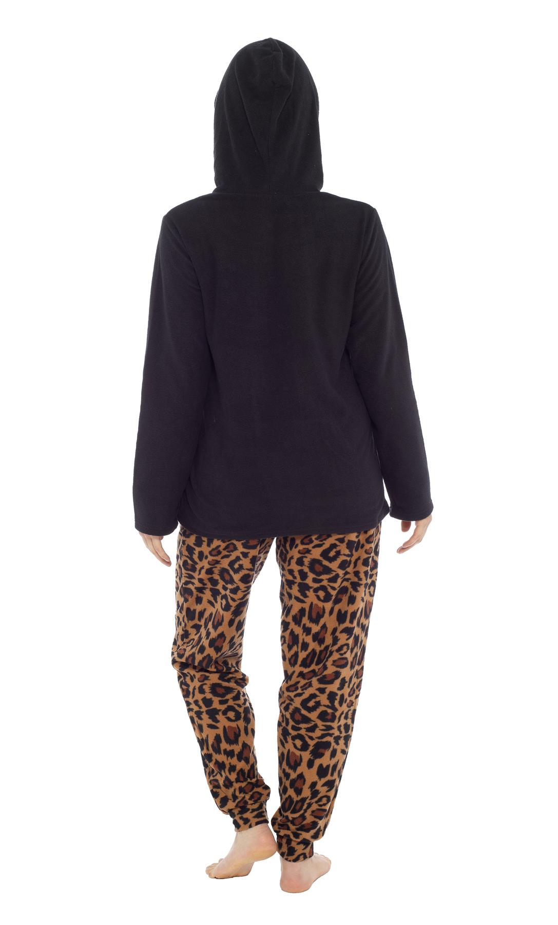 Women's Stars Hooded Pyjamas Warm Fleece Top & Pants Pyjama Lounge Set PJs - Picture 12 of 31