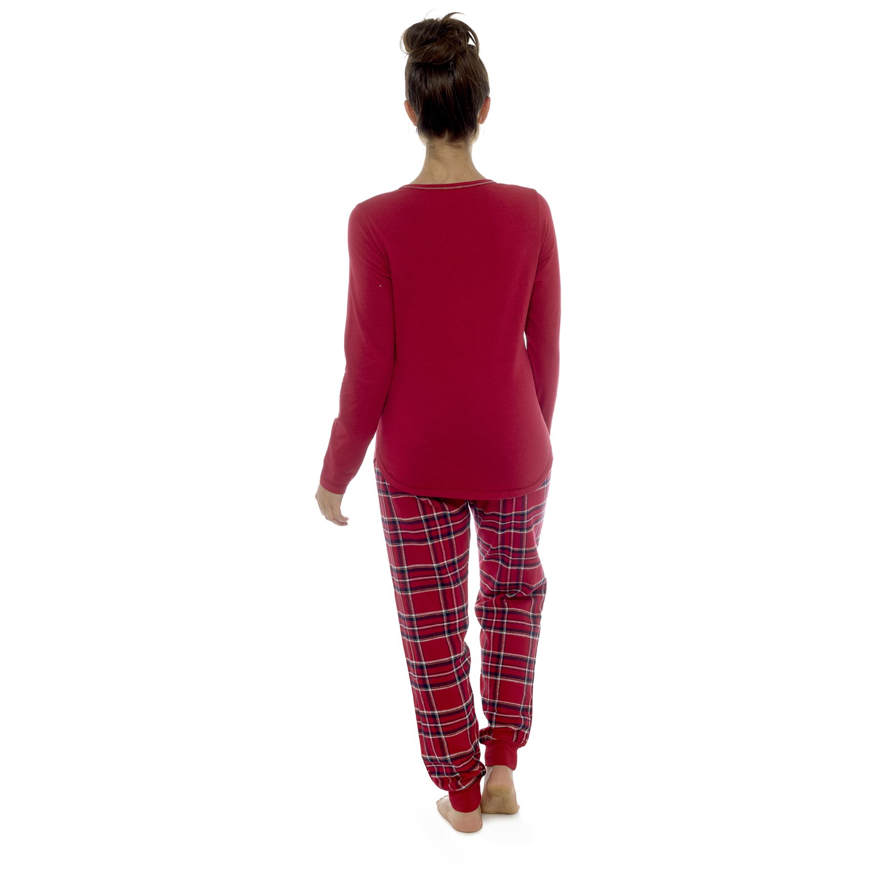 Ladies Checked Flannel Pyjamas With Cuffed Pants, LN837 eBay