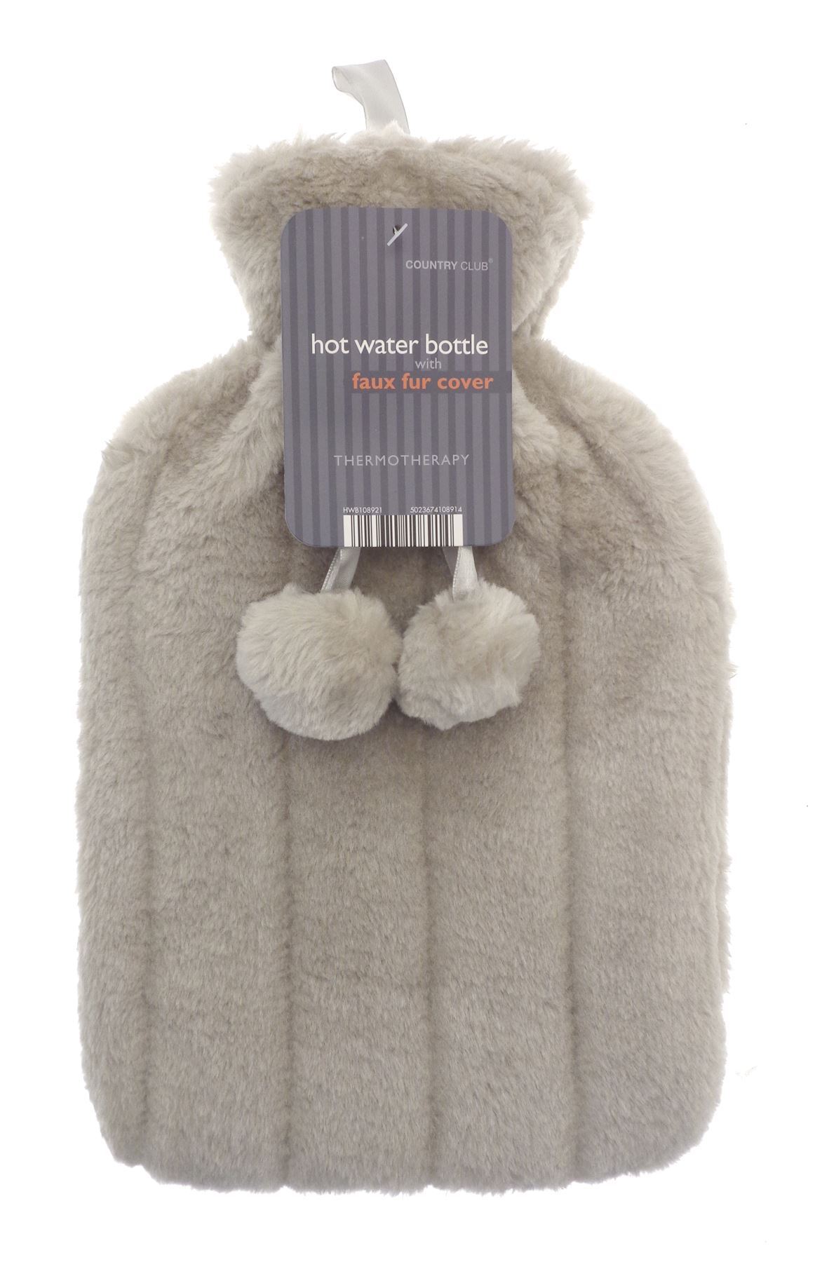 Plain Faux Fur Hot Water Bottle With Pom Poms Thermotherapy Winter Gift - Picture 25 of 53