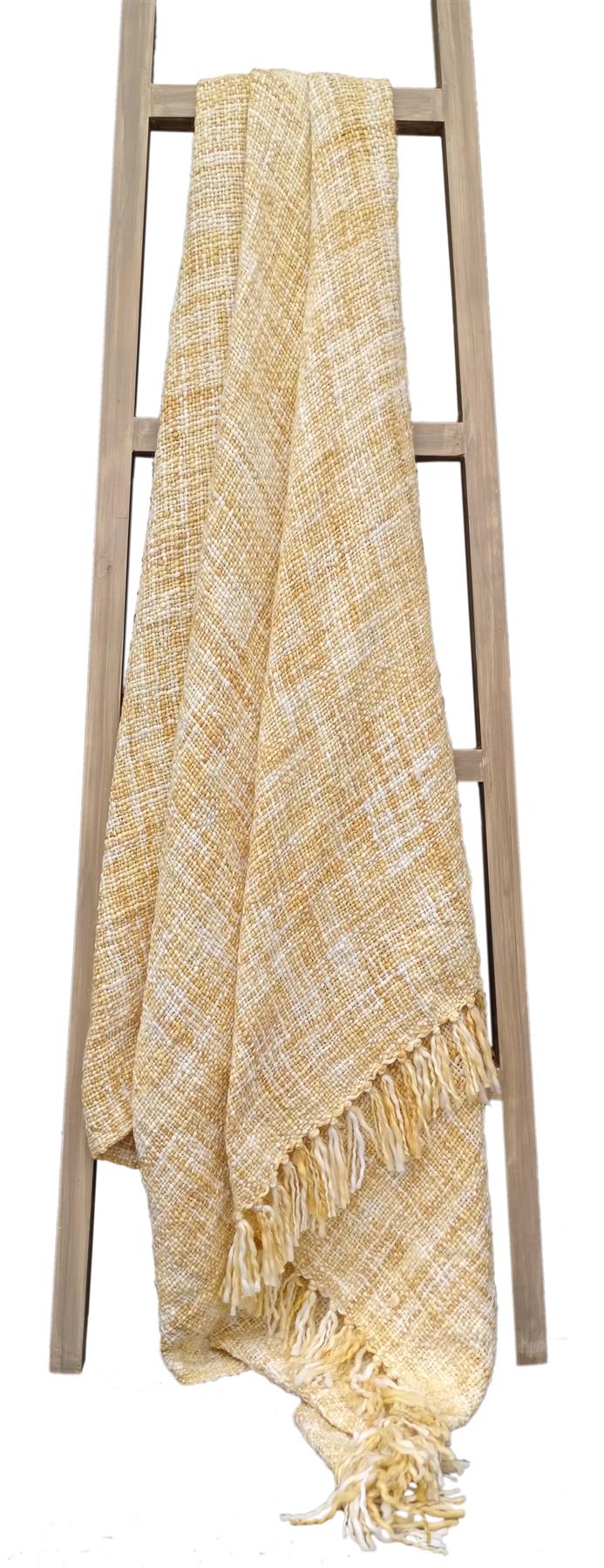 French Tonal Throw Soft Chenille Sofa Bed Throws Tasselled Decorative Blanket - Picture 3 of 4