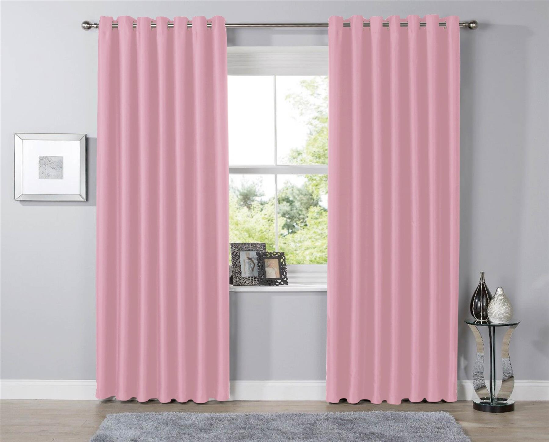 Blackout Eyelet Curtains Black Out Thermal Ring Top Ready Made Curtain Pair - Picture 6 of 13