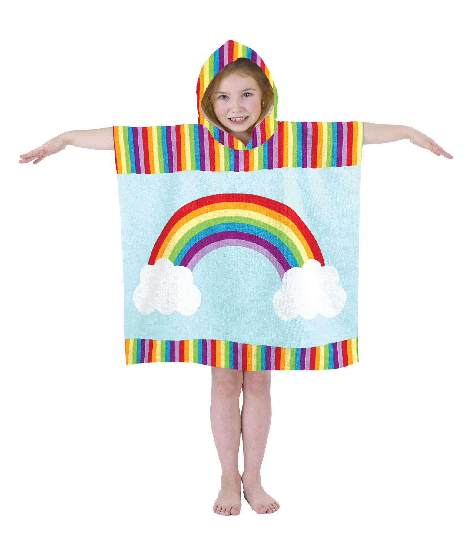Kids Hooded Towel Poncho Changing Robe Boys Girls Towelling Ponchos