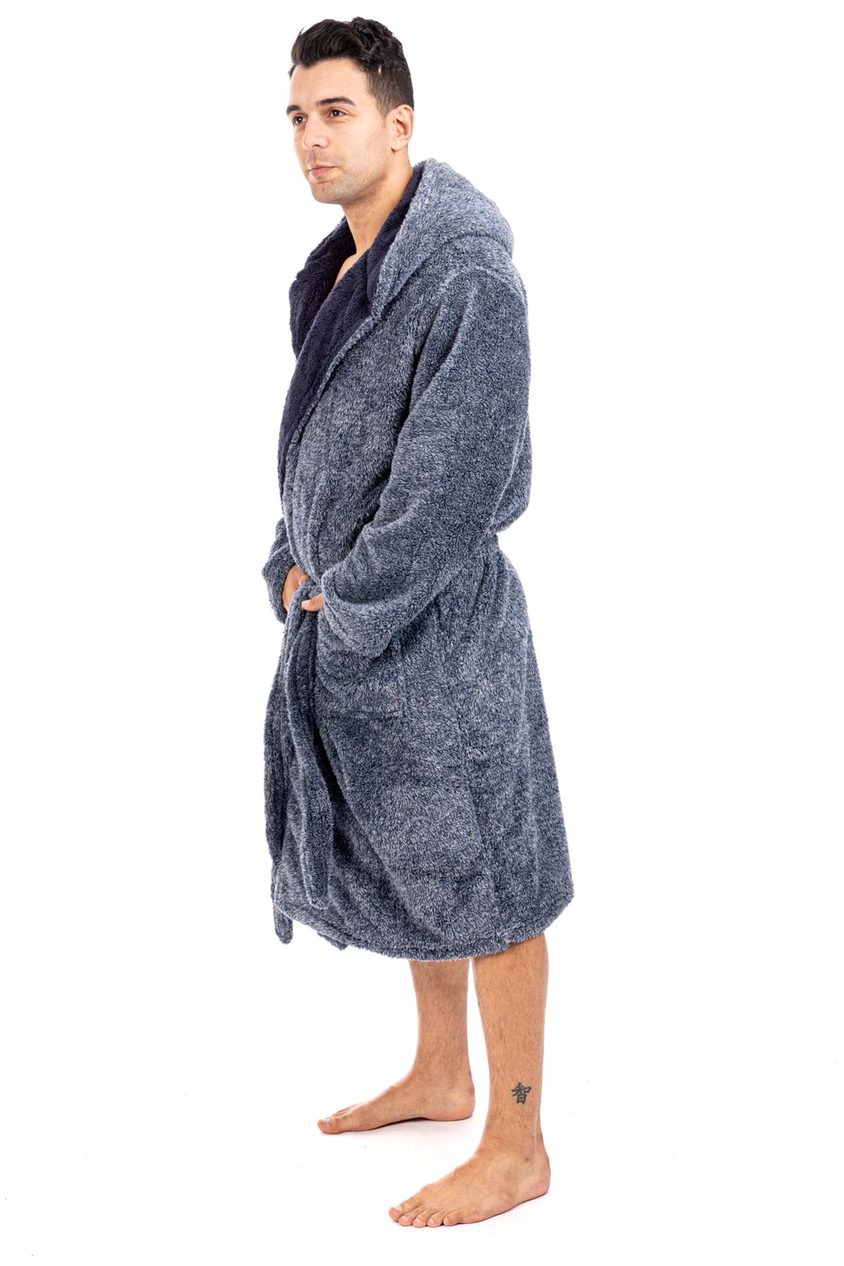 Vestido de vestir para hombre vestidos de lana con capucha bata de baño negro gris bata de baño - Imagen 14 de 37