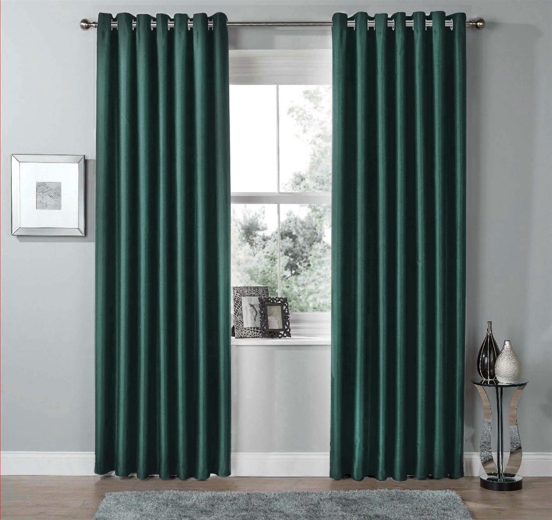 Blackout Eyelet Curtains Black Out Thermal Ring Top Ready Made Curtain Pair - Picture 10 of 13