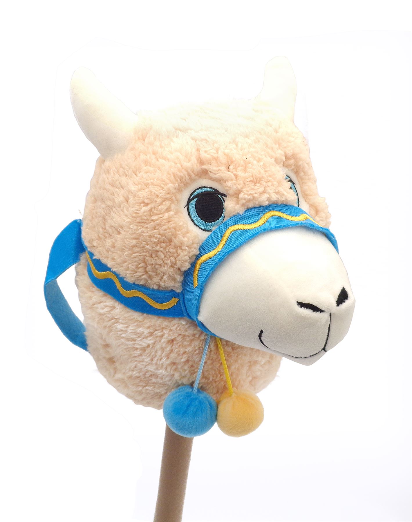 Kids Alpaca Llama Hobby Horse Classic Riding Toy Plush Head Wooden
