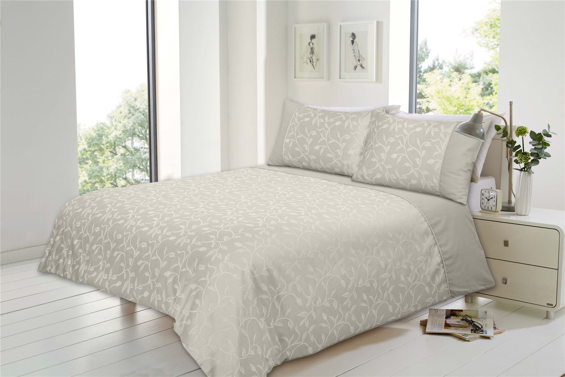 Luxury Florence Jacquard Duvet Quilt Cover Set, Double King Super King