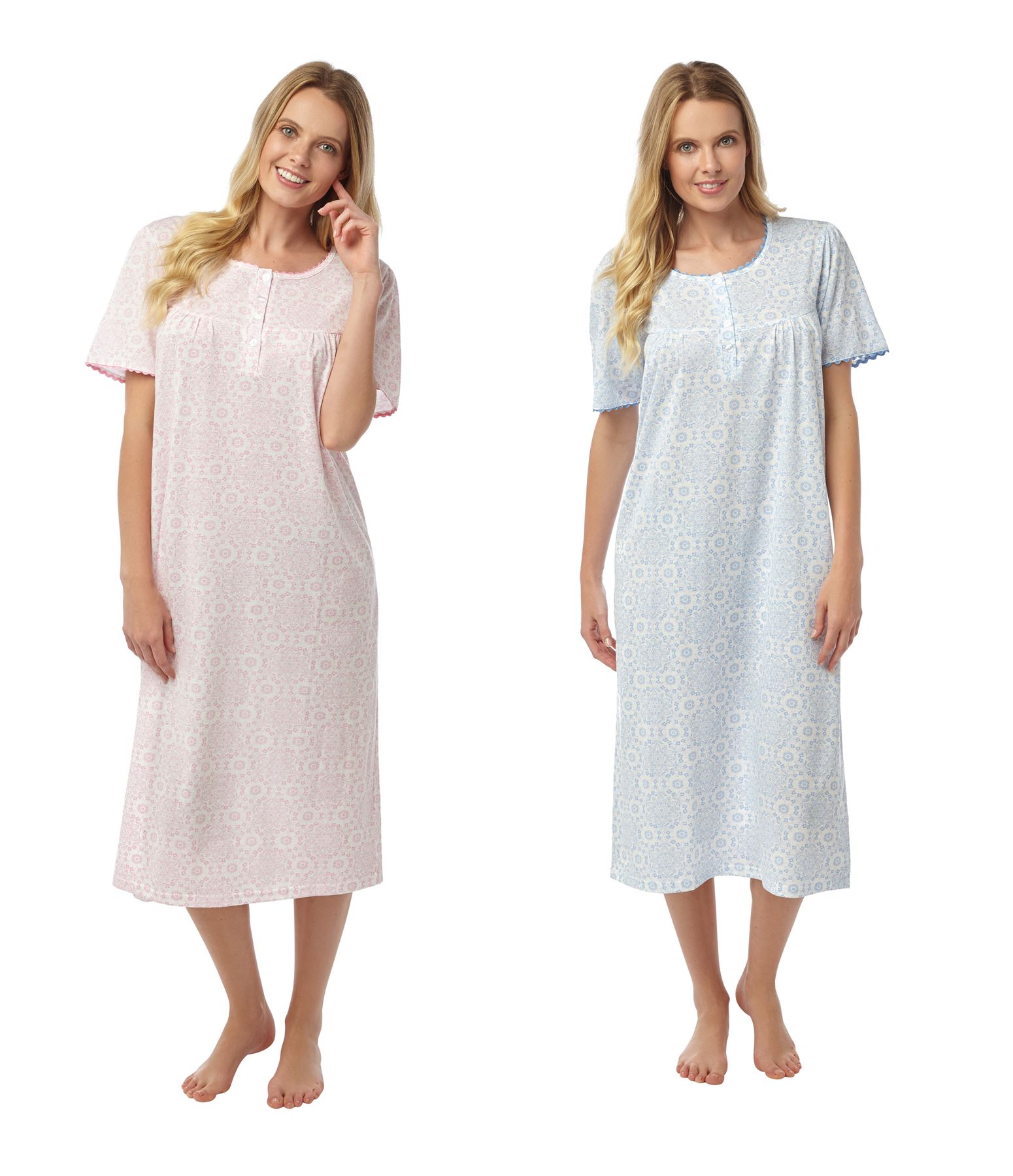 Ladies Floral Night Dress, Traditional Nightie Nightdress, Size 8-26, LN900 | eBay