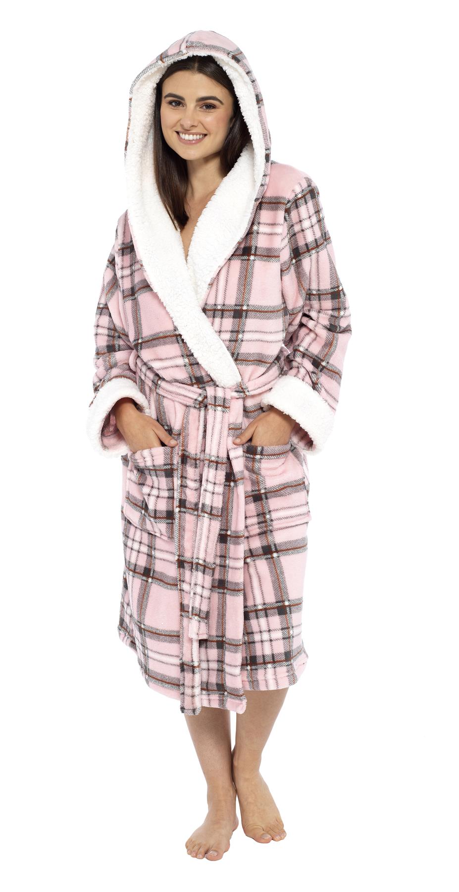Women's Super Soft Hooded Robe Dressing Gown Bathrobe Plush Robes Warm Gowns | eBay