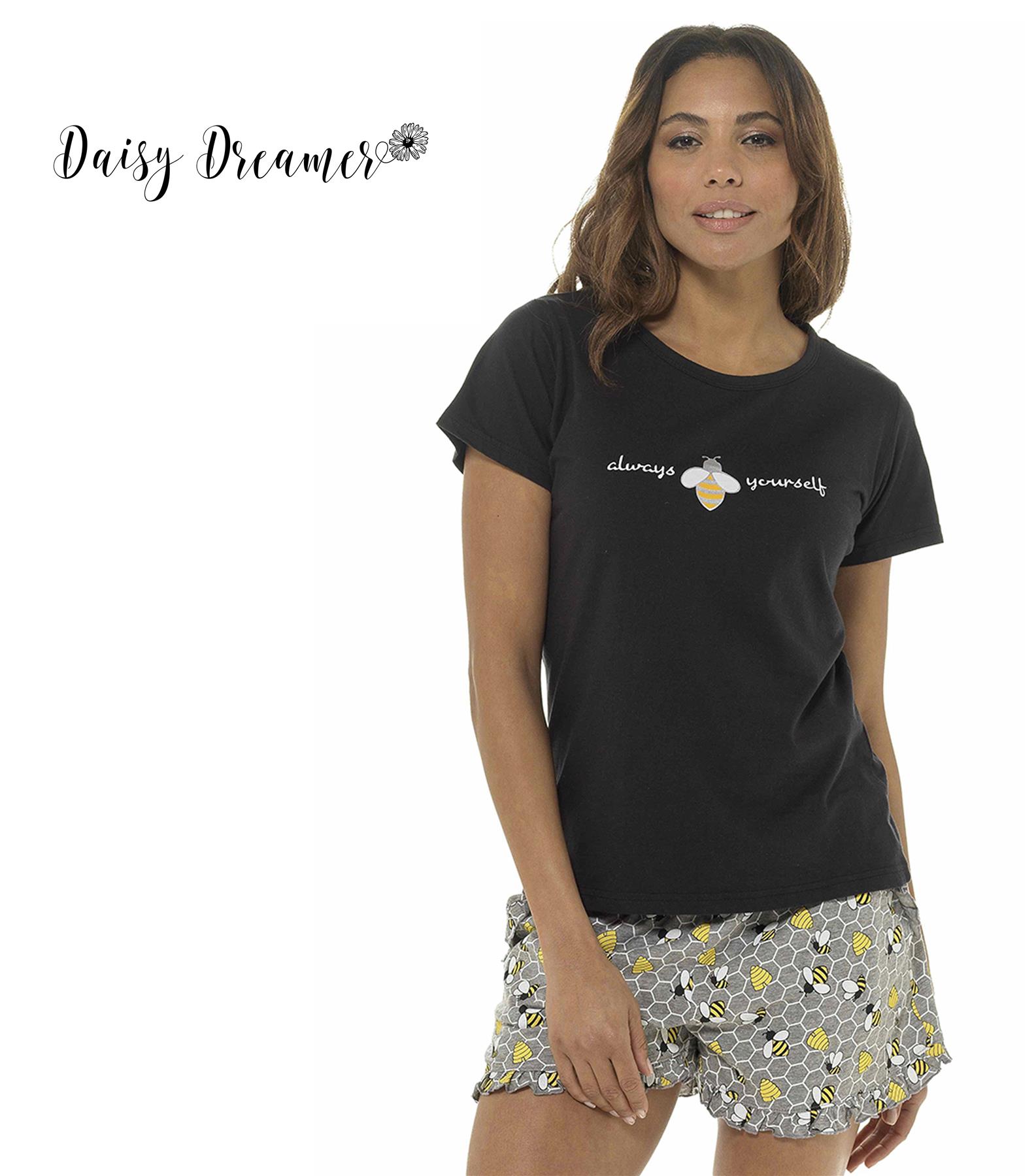 Womens Pyjama Set T Shirt & Shorts Pyjamas Holiday Summer Soft Cotton Pyjama PJs - Picture 24 of 40
