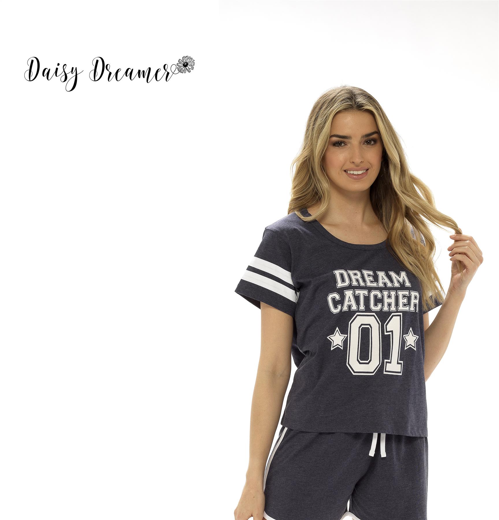Womens Pyjama Set T Shirt & Shorts Pyjamas Holiday Summer Soft Cotton Pyjama PJs - Picture 11 of 40
