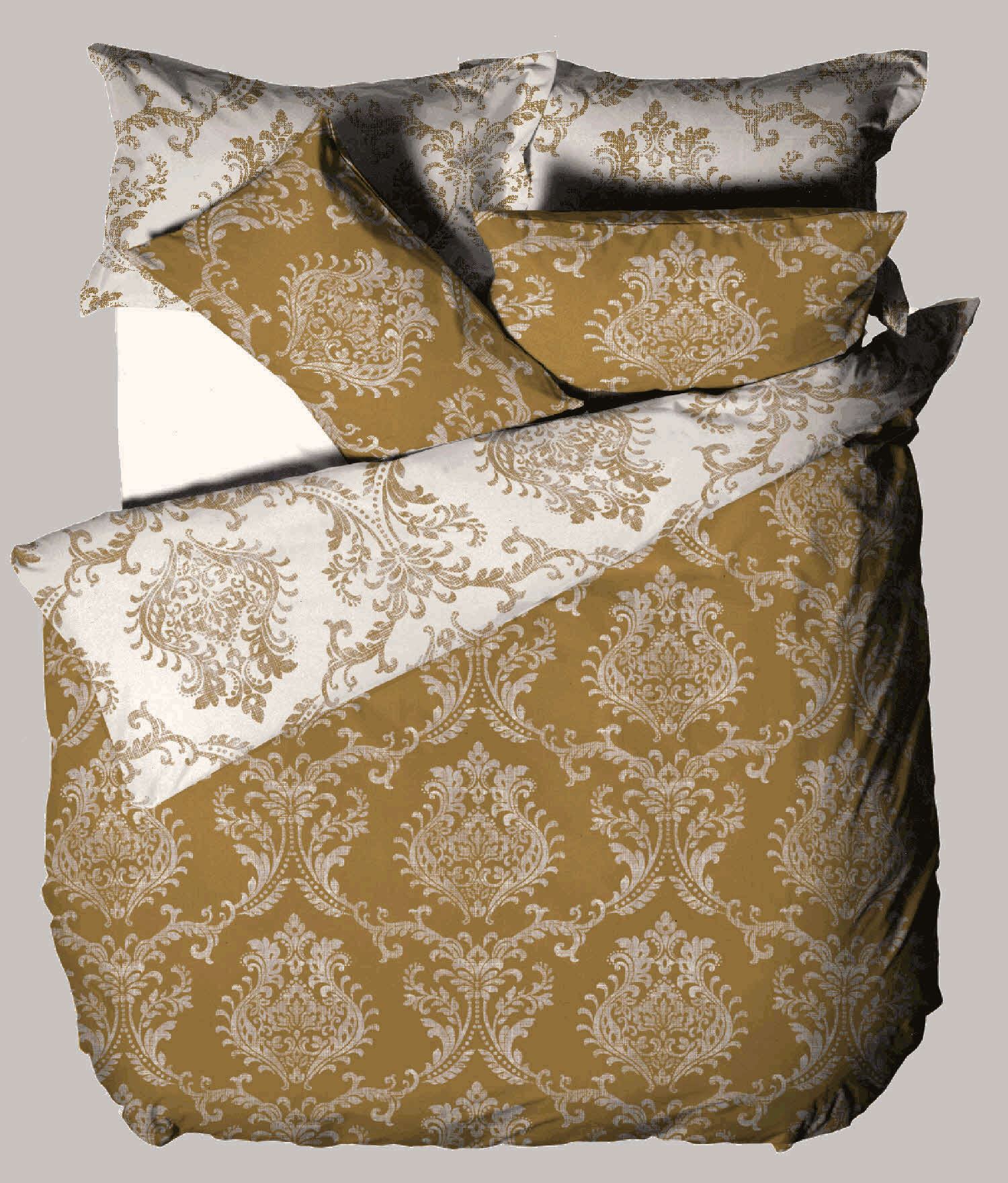 Royal Damask Duvet Quilt Cover Set, Bed Linen Double King Size, Grey