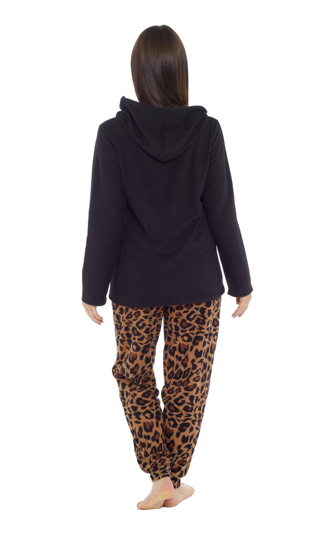 Women's Stars Hooded Pyjamas Warm Fleece Top & Pants Pyjama Lounge Set PJs - Picture 10 of 31