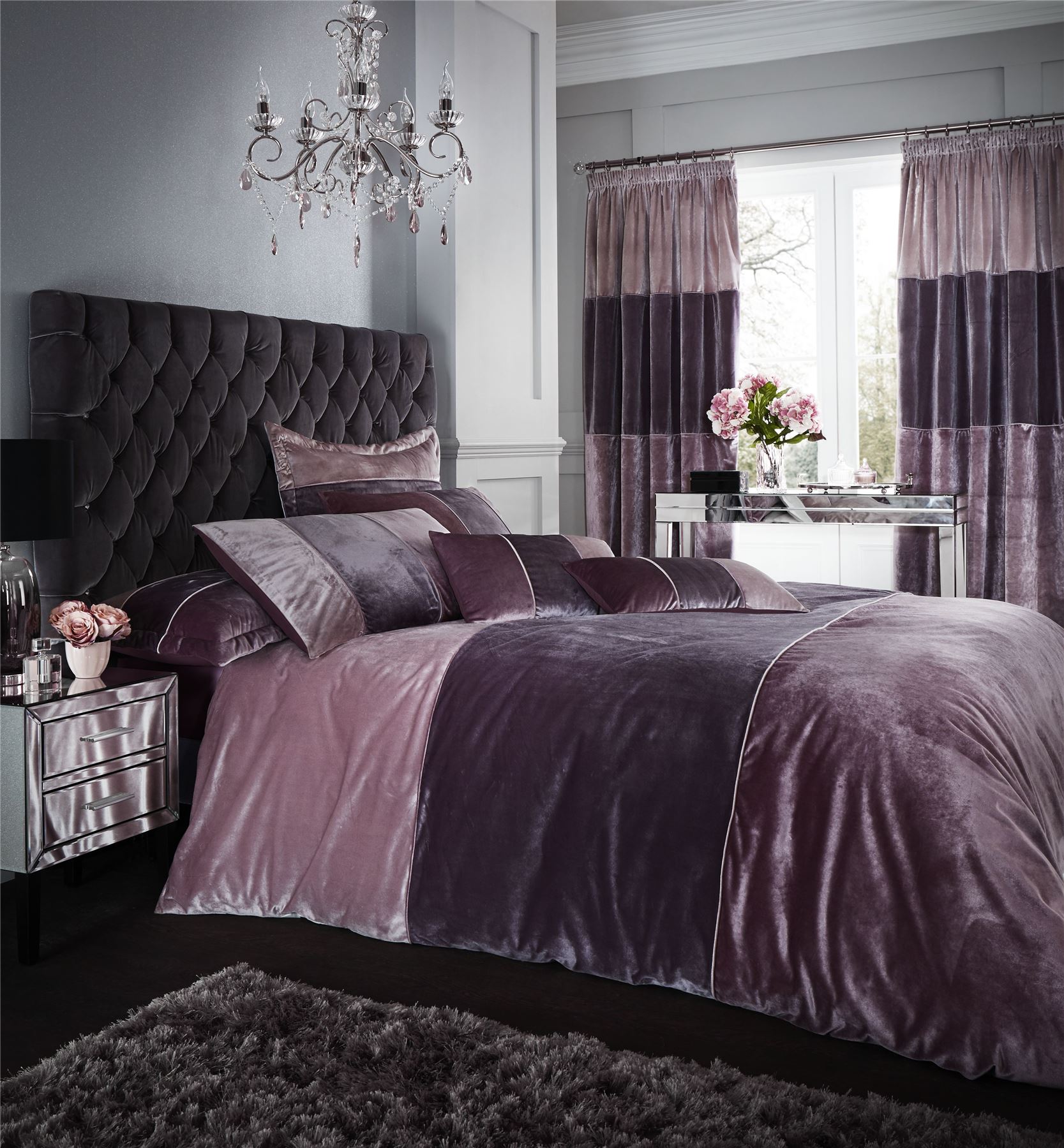 Velvet Bands Duvet Quilt Cover Set, Bed Linen Double King Size Bedding