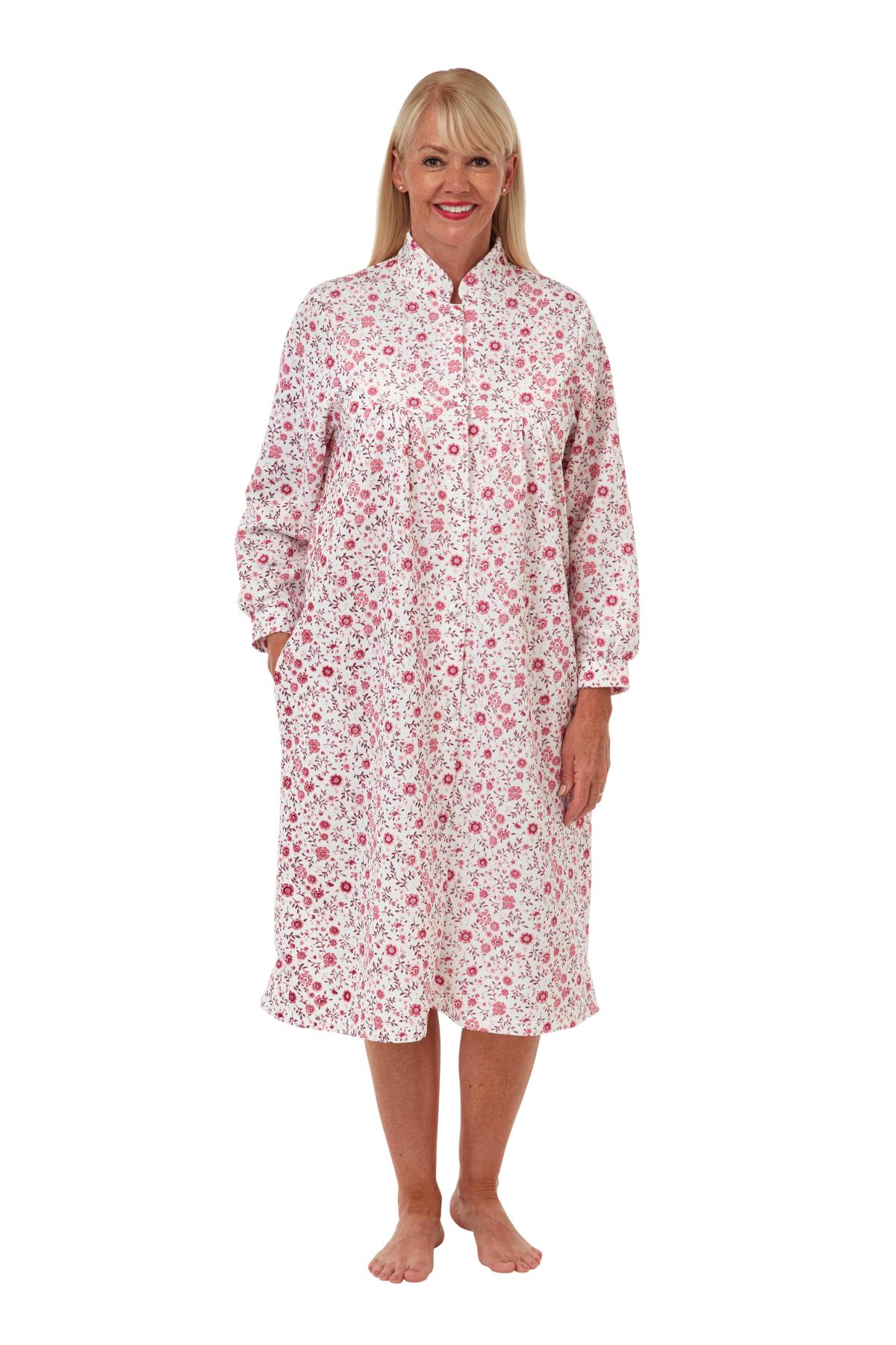 Womens Housecoat Quilted Button Through Robe Dressing Gown Bathrobe For Ladies eBay