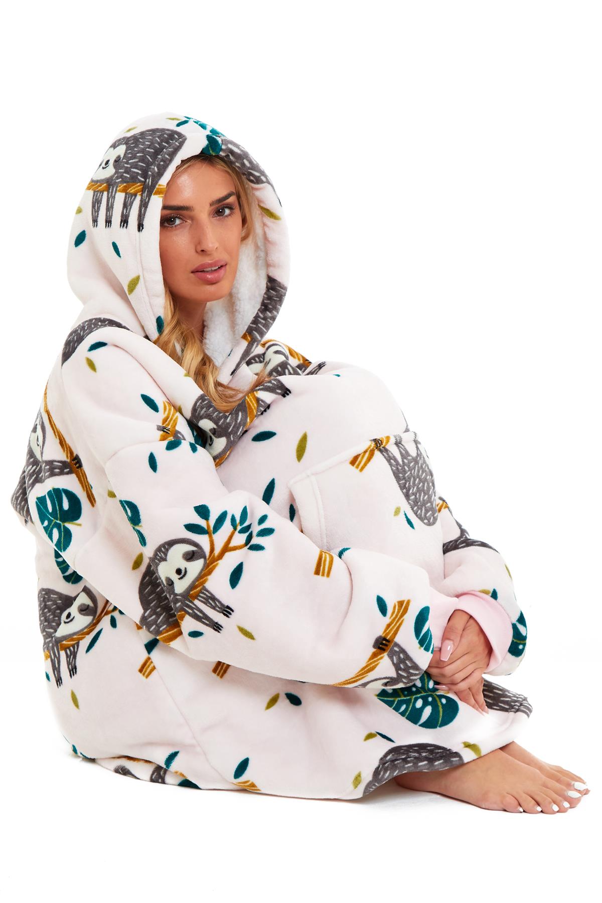 Fleece Hoodie Blanket Oversized Ultra Plush Sherpa Giant Big Hooded Sweatshirt - Picture 30 of 31