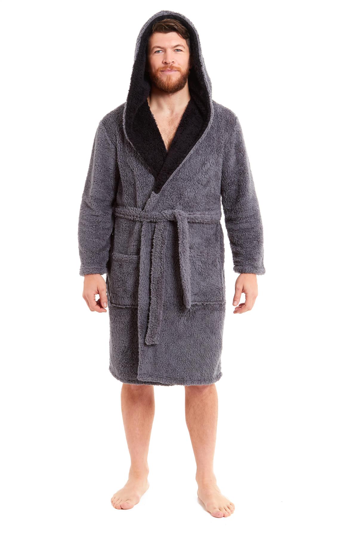 Vestido de vestir para hombre vestidos de lana con capucha bata de baño negro gris bata de baño - Imagen 28 de 37